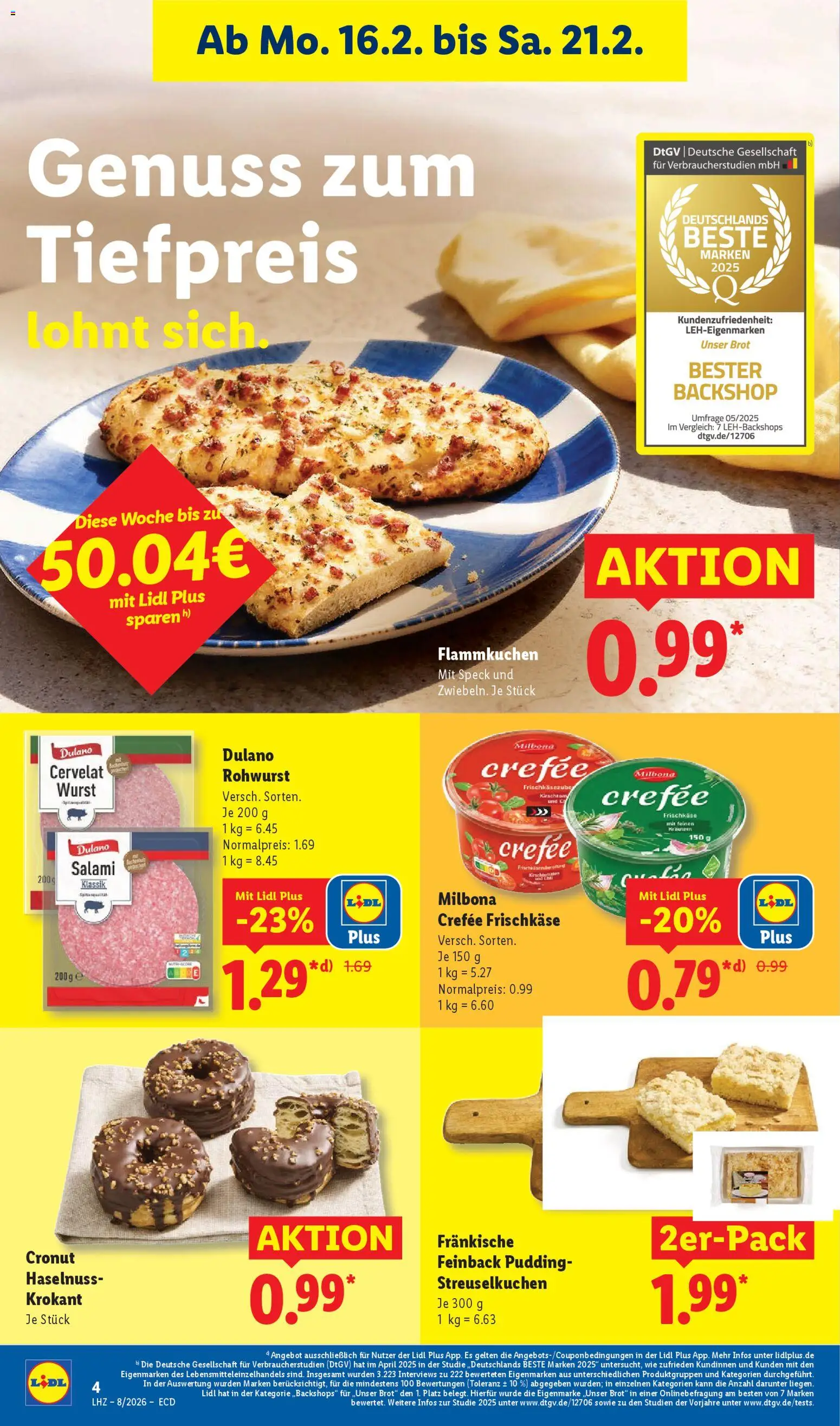 Lidl - Prospekt – gültig ab 16.02.2026 | Seite: 12 | Produkte: Wurst, Brot, Salami, Frischkase