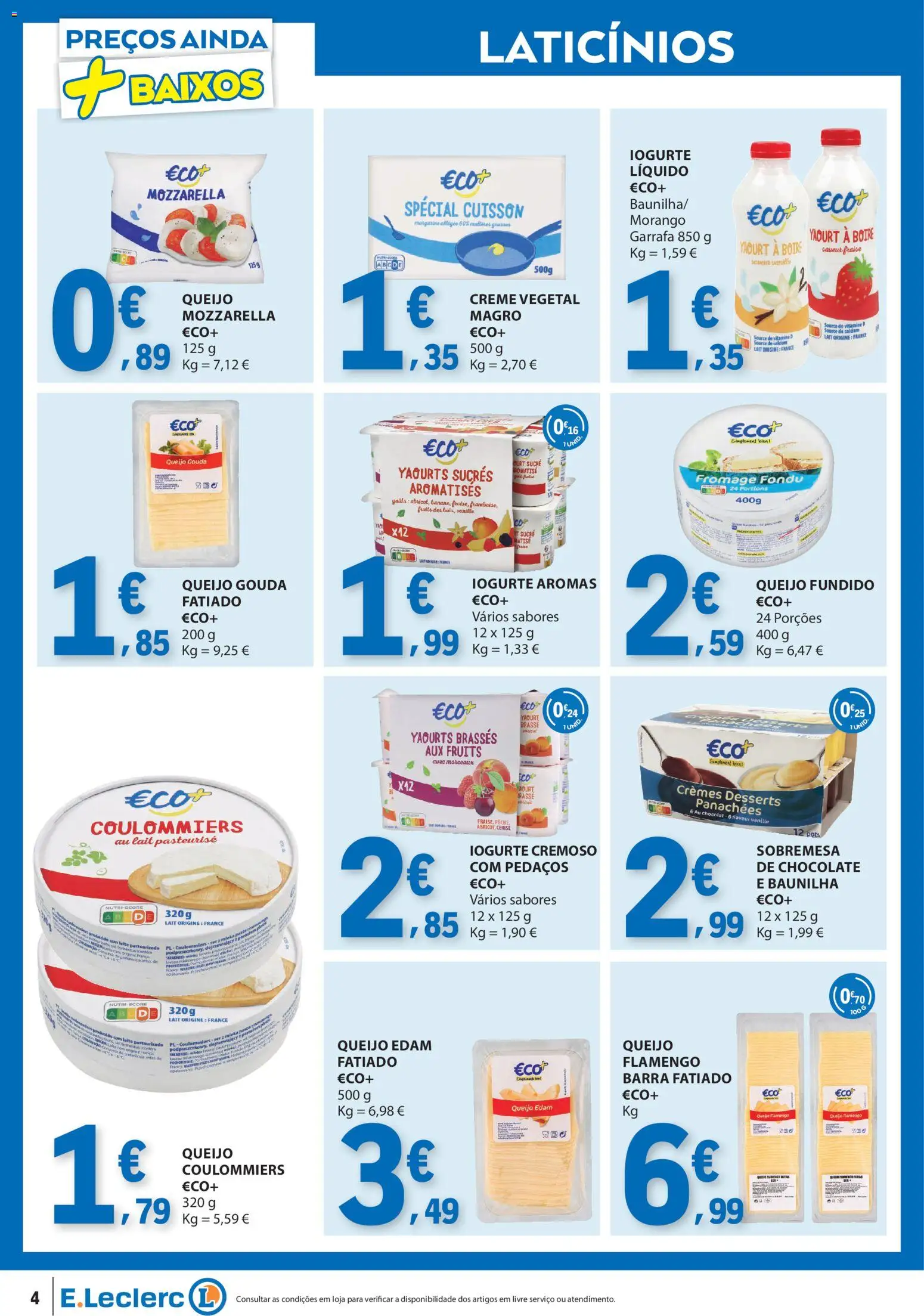 E.Leclerc folheto │ válido de 06.01.2026 | Página: 4 | Produtos: Queijo, Iogurte, Chocolate, Creme