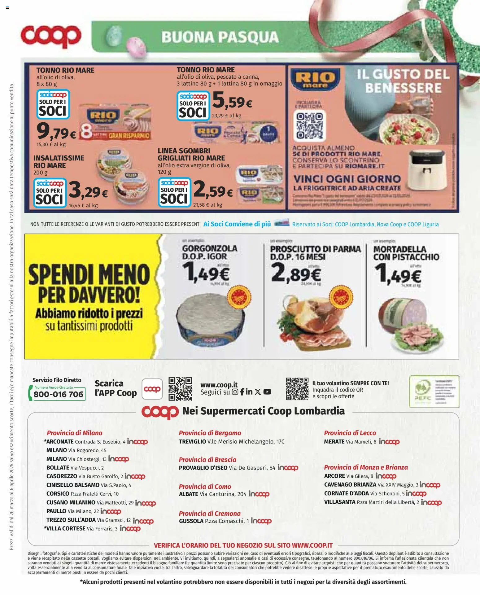 Volantino COOP del 26.03.2026 | Pagina: 14 | Prodotti: Balsamo, Mortadella, Friggitrice, Gorgonzola