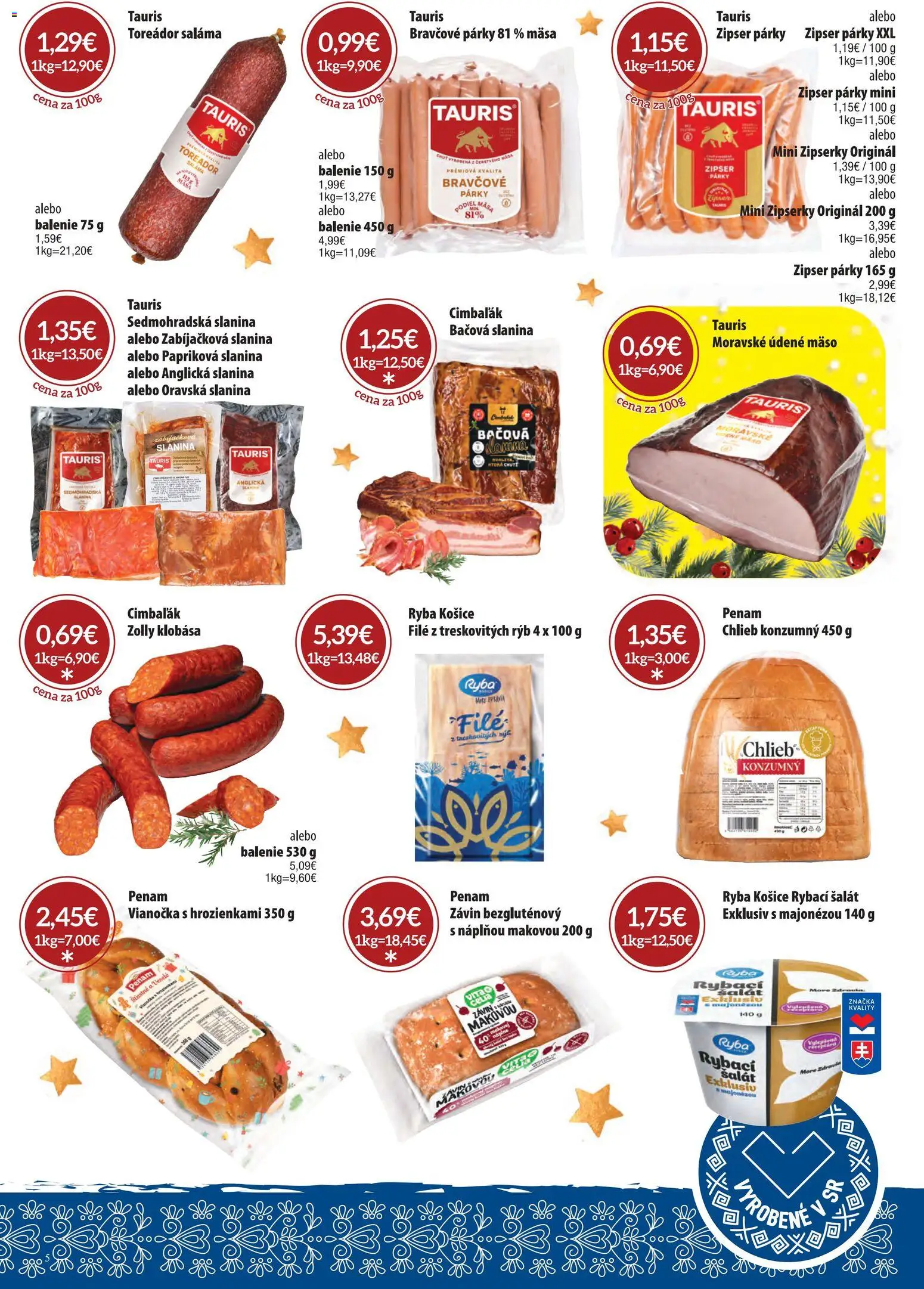 Nové CBA Komfos akcie – leták je platný od 15.12.2025 | Strana: 6 | Produkty: Klobása, Vianočka, Závin, Šalát