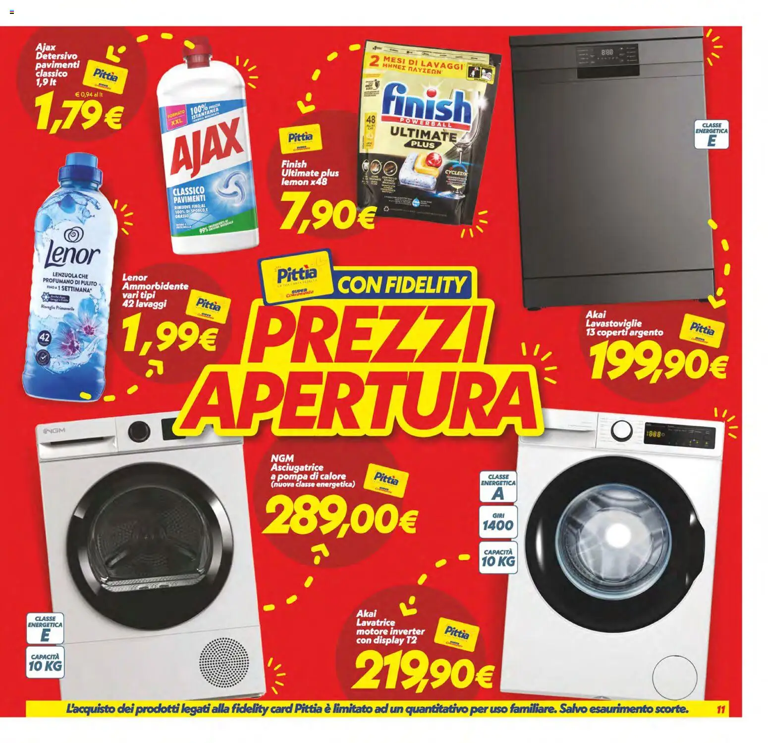 Volantino SuperConveniente del 23.01.2026 | Pagina: 11 | Prodotti: Ammorbidente, Lavatrice, Asciugatrice, Lenzuola