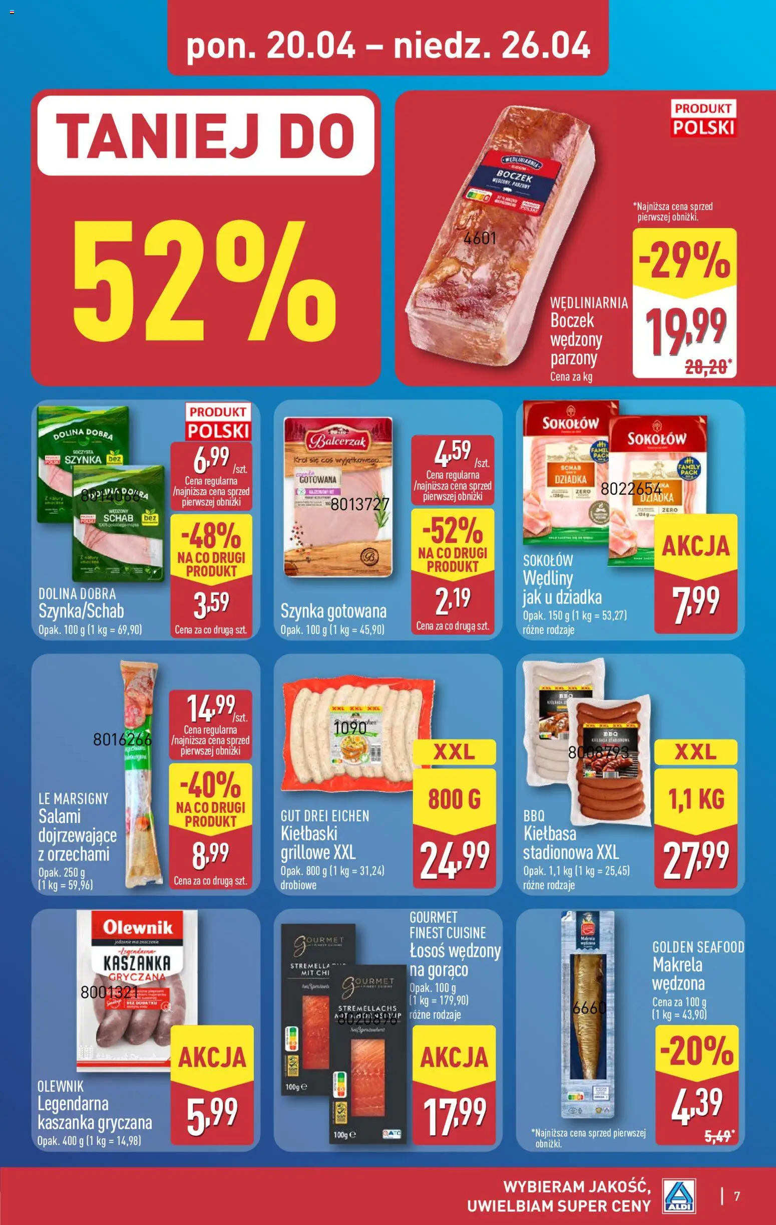 Aldi gazetka od 20.04.2026 | Strona: 7 | Produkty: Szynka, Salami, Wędliny, Szynka gotowana