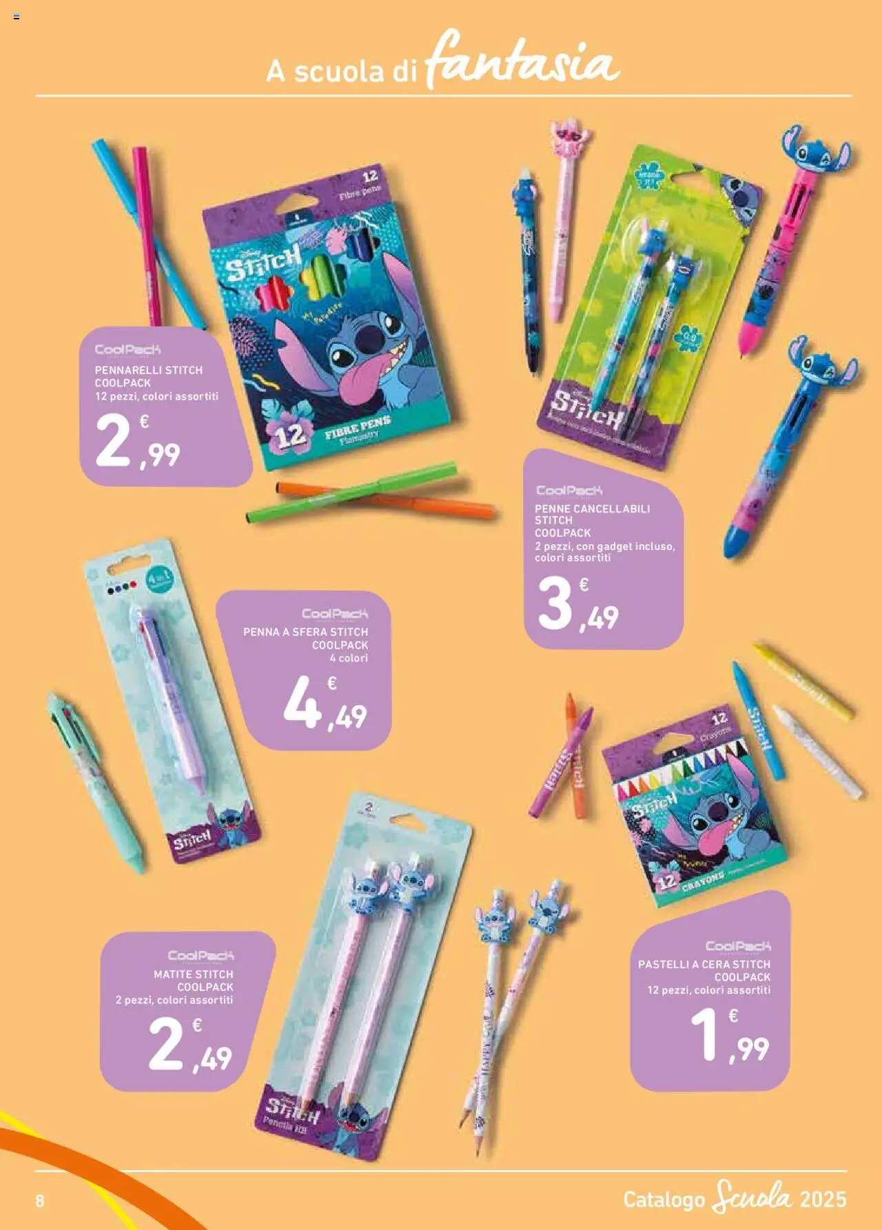 Volantino Spazio Conad del 22.08.2025 | Pagina: 8 | Prodotti: Pastelli a cera, Pennarelli, Pastelli, Penne
