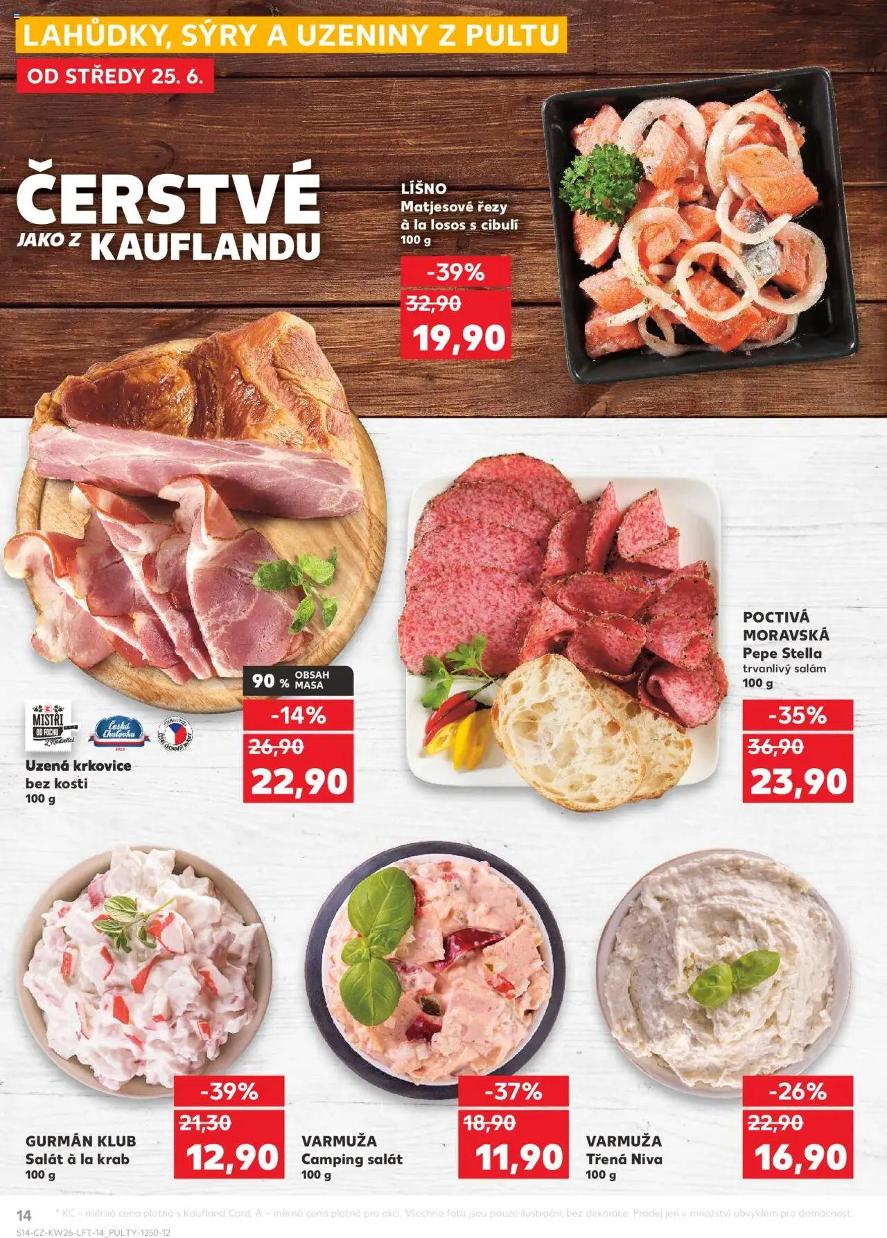 Kaufland leták od 25.06.2025 | Strana: 14 | Produkty: Salám, Uzeniny, Niva, Uzená krkovice
