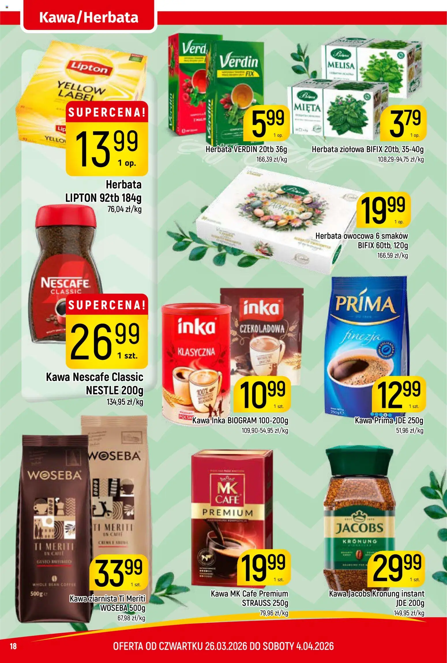 Piotruś Pan gazetka od 26.03.2026 | Strona: 18 | Produkty: Kawa ziarnista, Kawa, Herbata, Melisa