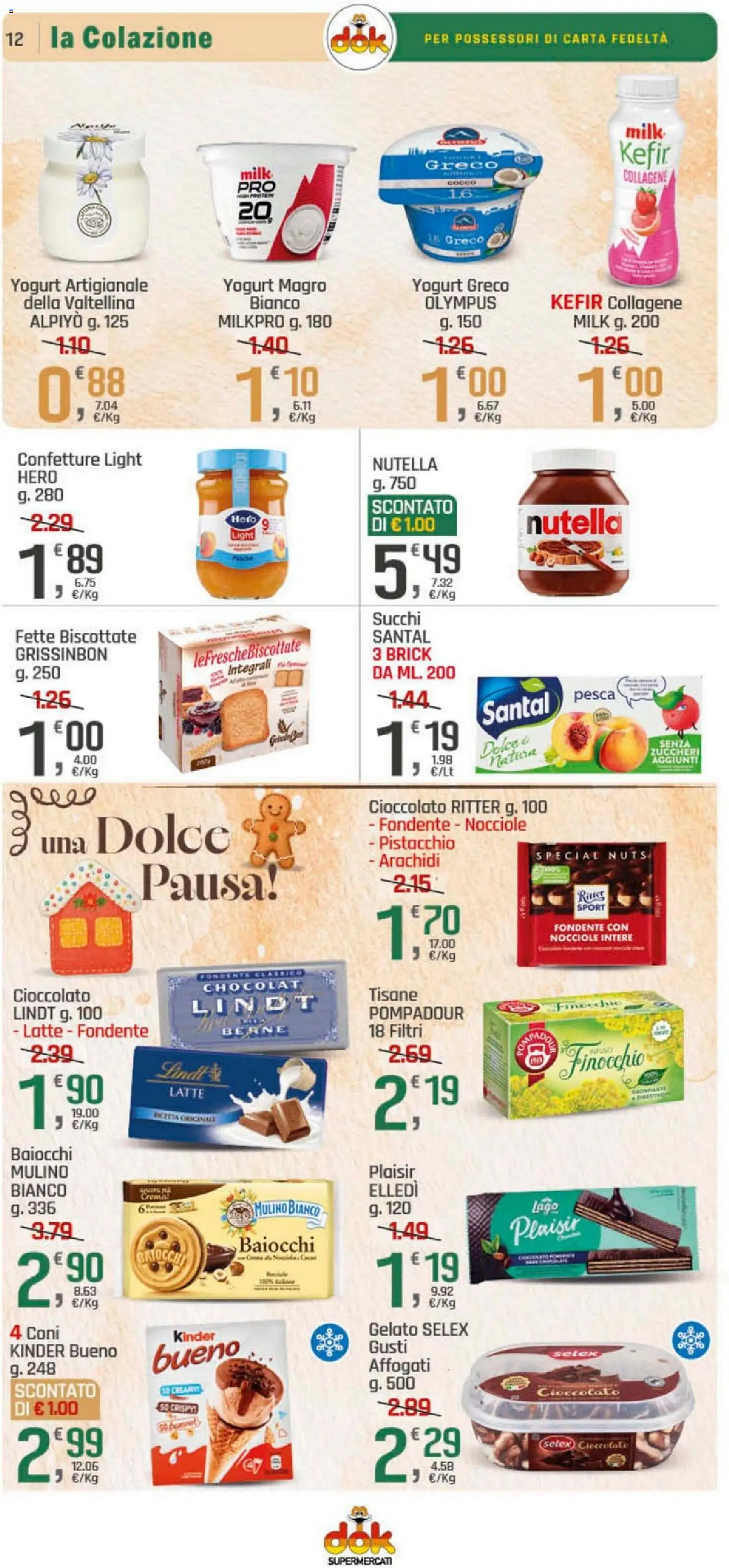 Volantino DOK del 04.12.2025 | Pagina: 12 | Prodotti: Yogurt, Nocciole, Nutella, Cocco