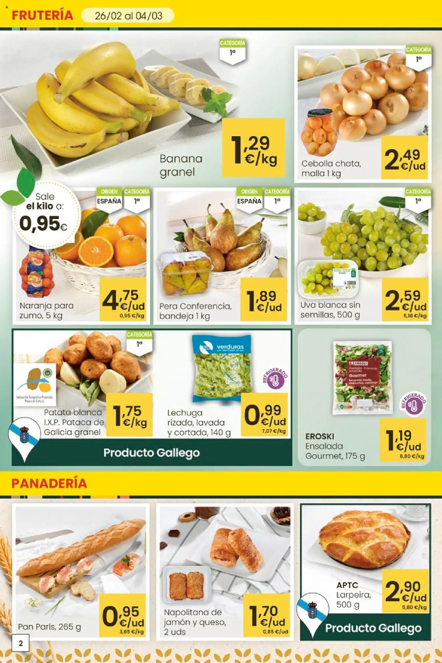 Eroski - Aliprox │ válido desde el 26.02.2026 | Página: 2 | Productos: Pan, Jamón, Παγωμένο τσάι, Panadería