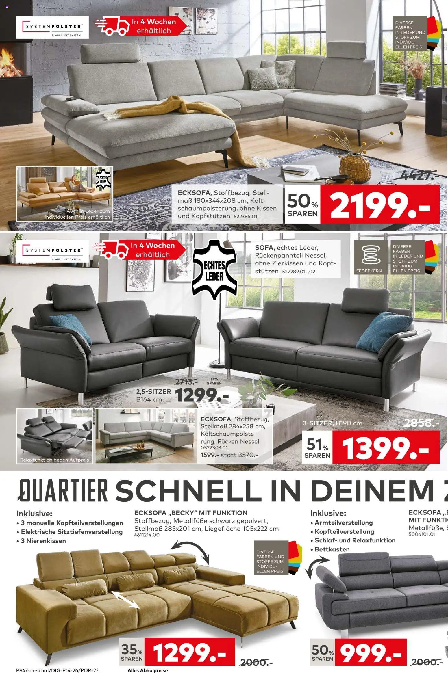 Porta! Prospekt Bergheim-Zieverich – gültig ab 23.03.2026 | Seite: 4 | Produkte: Ecksofa, Kissen