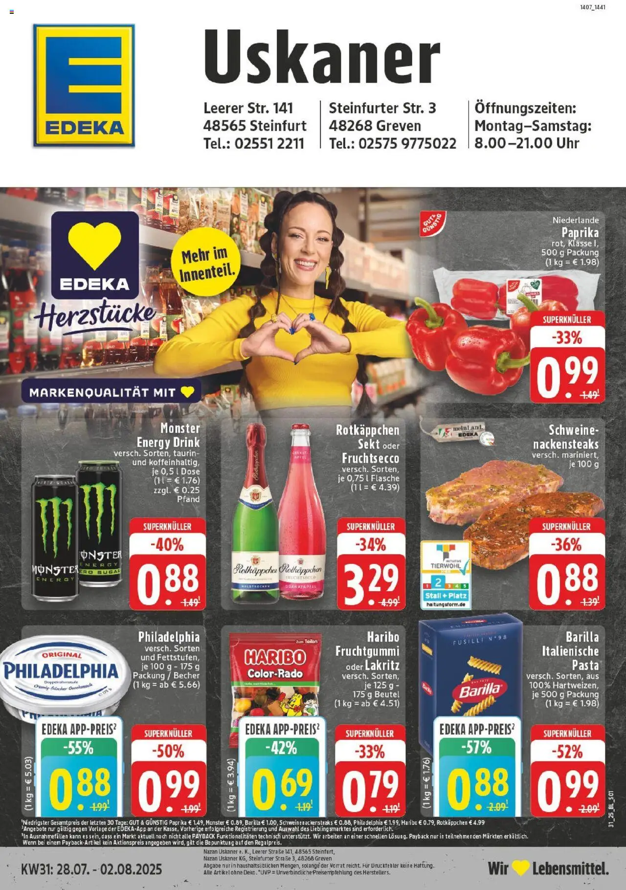 Edeka prospekt Greven	 - gültig ab dem 27.07.2025 | Seite: 1 | Produkte: Granatapfel, Energy, Monster, Pasta