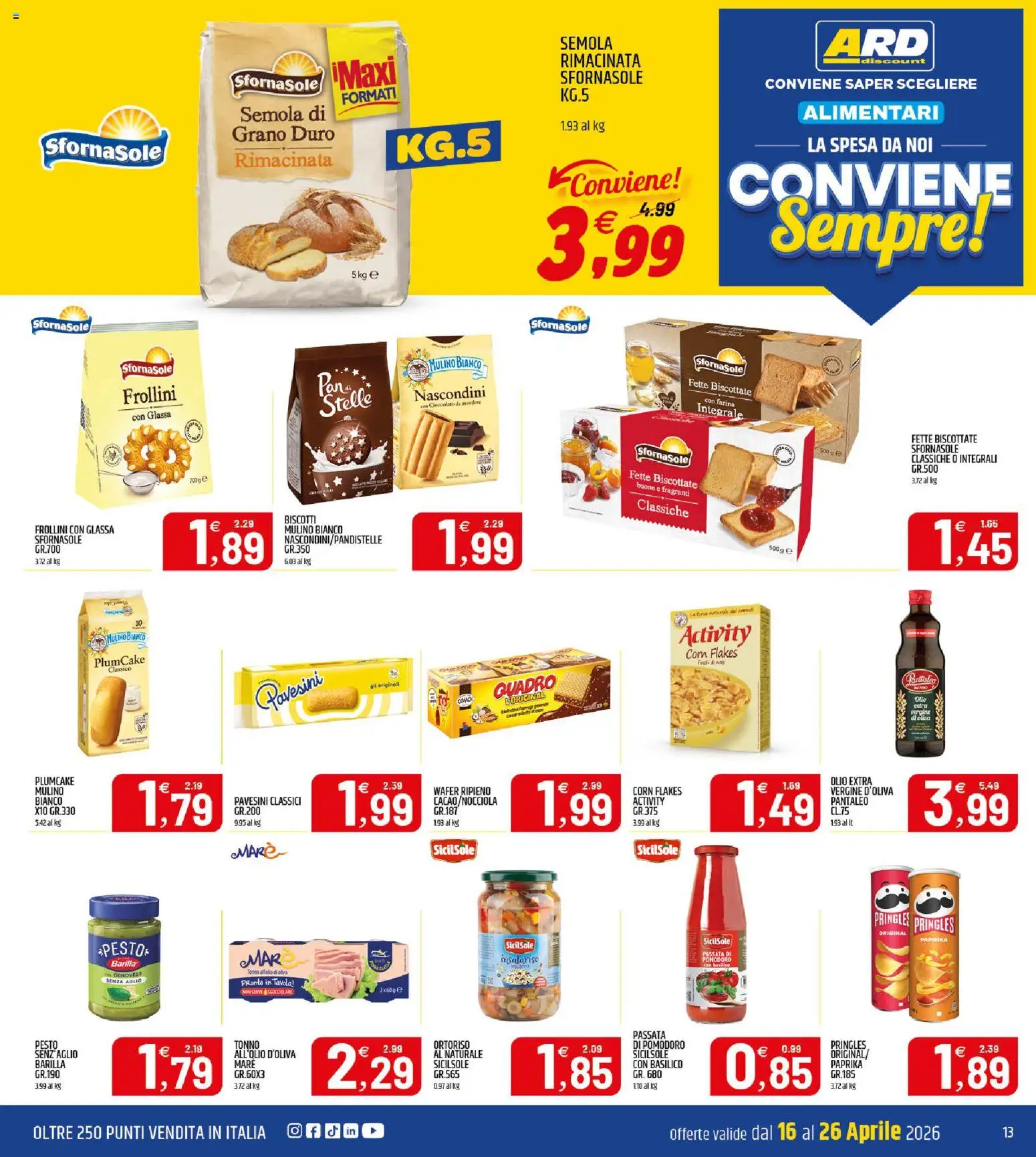 Volantino ARD Discount del 16.04.2026 | Pagina: 13 | Prodotti: Cioccolato, Basilico, Fette biscottate, Glassa