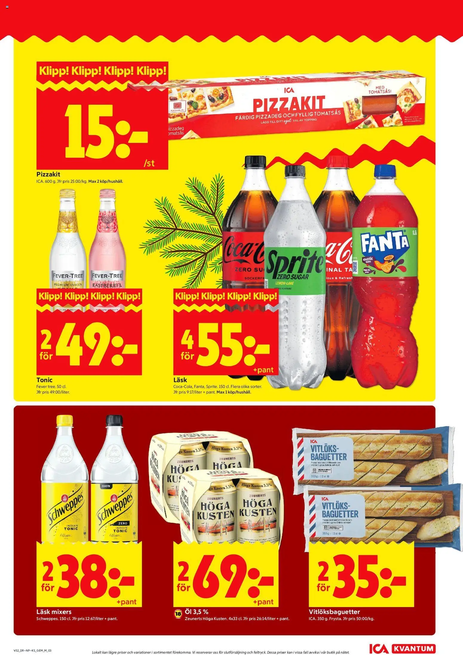 ICA Kvantum reklamblad aktuell från 22.12.2025 | Sida: 3 | Produkter: Fanta, Sprite, Öl, Pizzakit