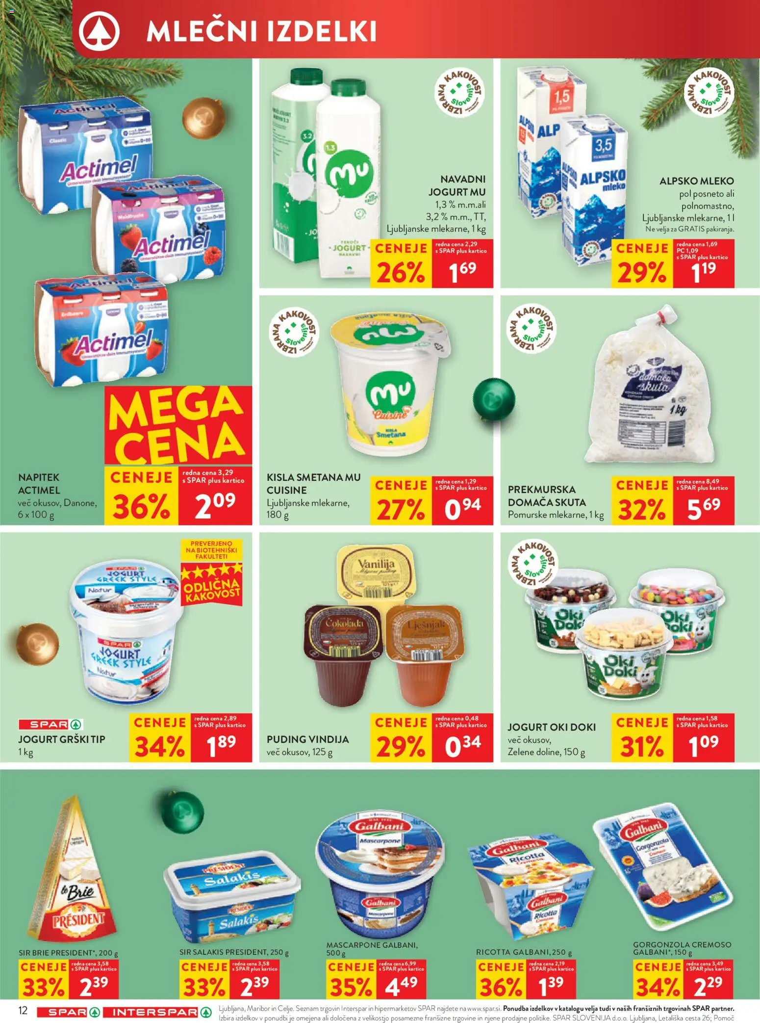 Novi Spar katalog ponudbe – veljaven od 17.12.2025 | Stran: 14 | Izdelki: Mleko, Kisla smetana, Smetana, Skuta
