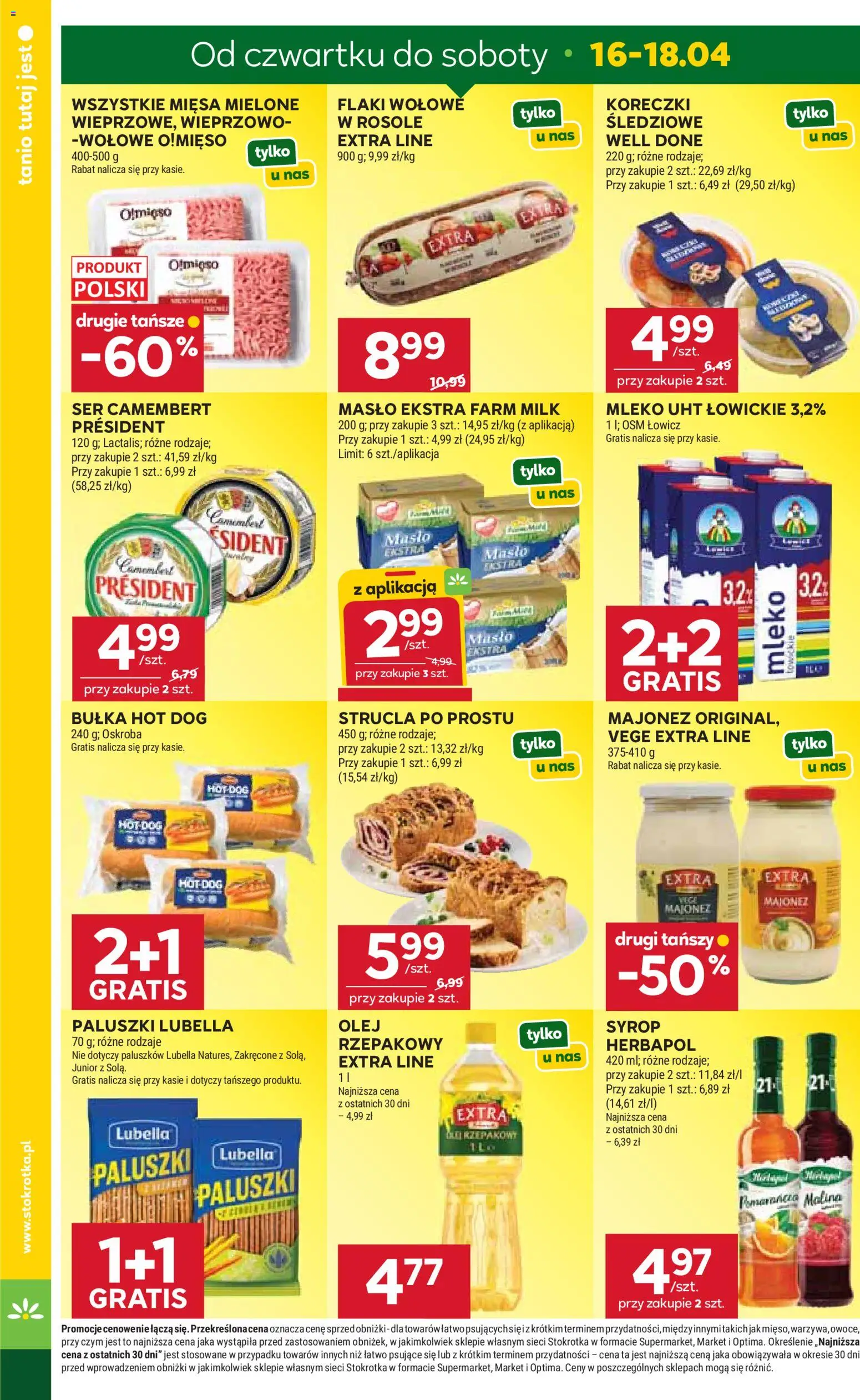 Stokrotka gazetka - Market od 16.04.2026 | Strona: 8 | Produkty: Bułka, Flaki, Mleko, Majonez