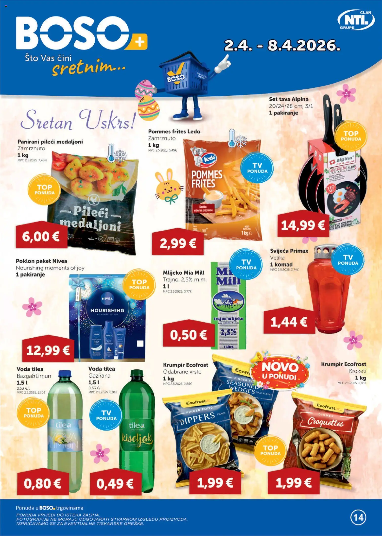 Boso katalog | vrijedi od 02.04.2026 | Stranica: 1 | Proizvodi: Mlijeko, Krumpir, Voda, Nivea