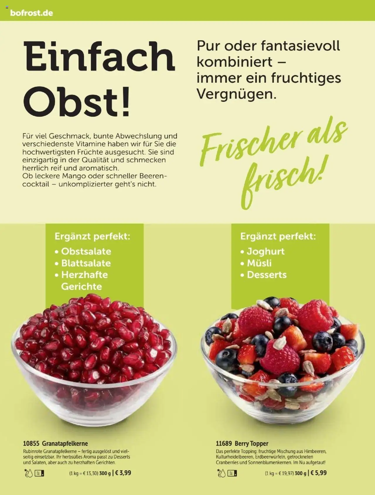 Bofrost Katalog – gültig ab 07.09.2025 | Seite: 28 | Produkte: Musli, Joghurt, Topper, Mango