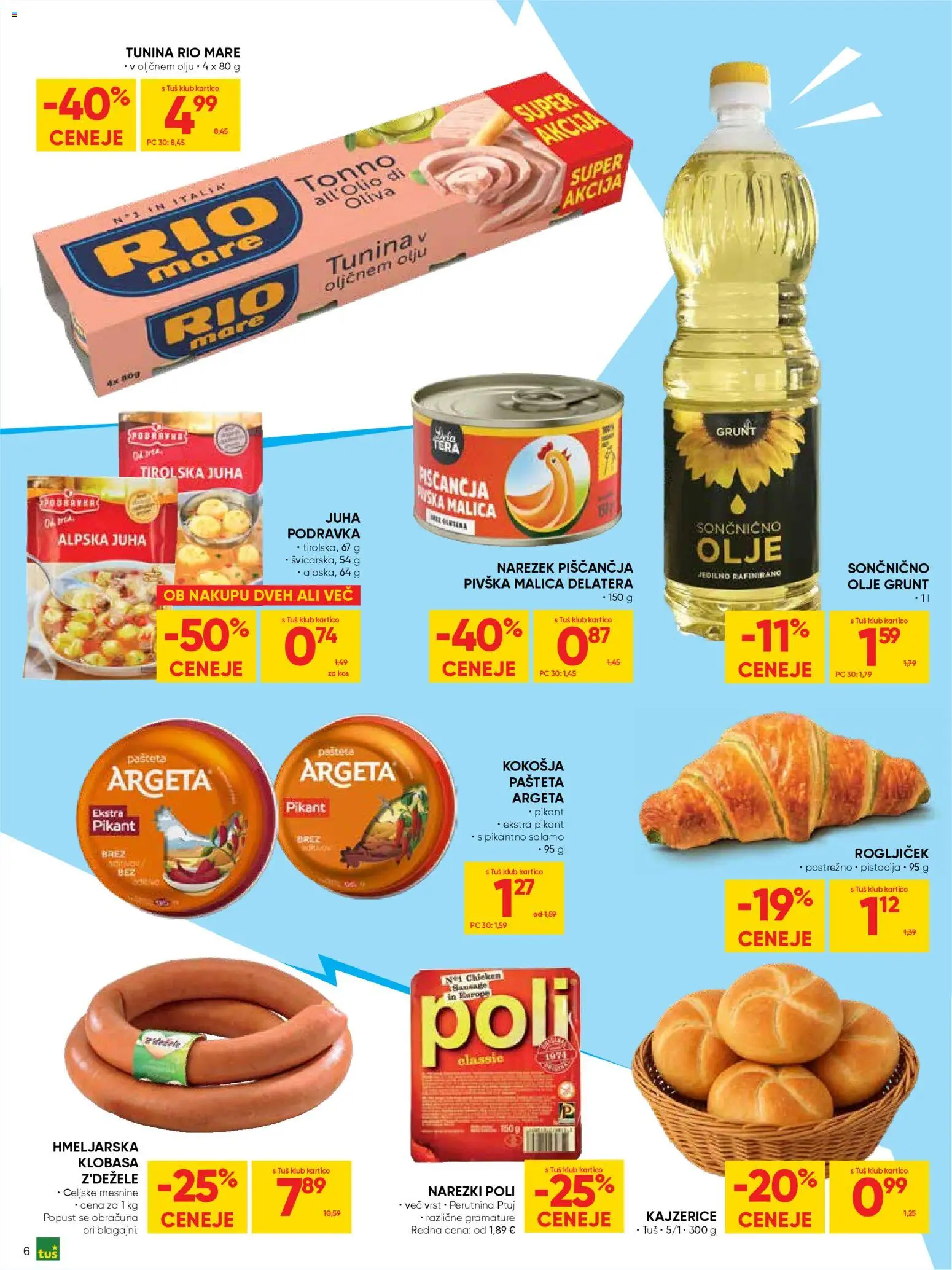 Novi Tuš katalog ponudbe – veljaven od 14.01.2026 | Stran: 6 | Izdelki: Juha, Pašteta, Narezek, Olje