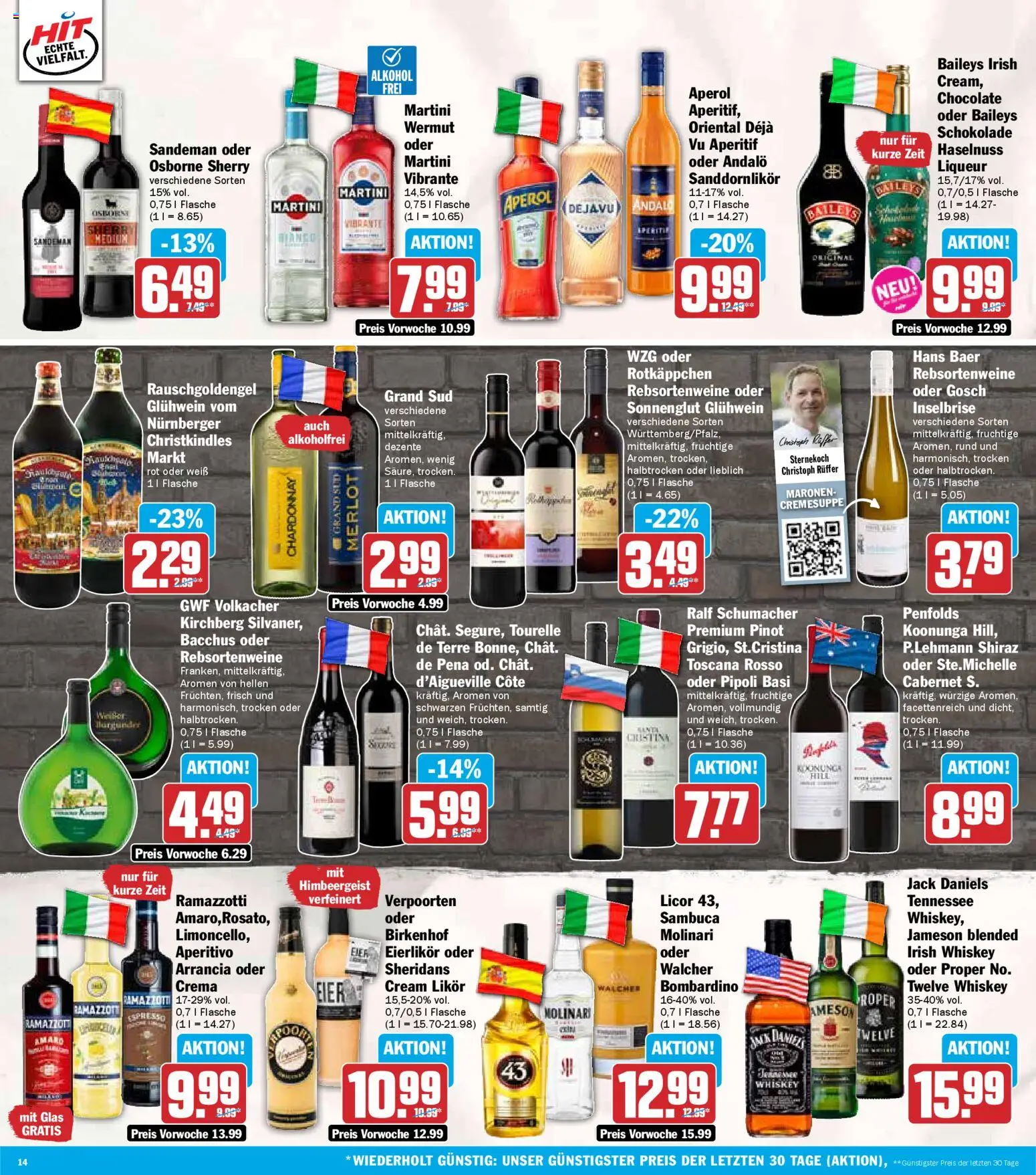 HIT - Bayern – gültig ab 24.11.2025 | Seite: 14 | Produkte: Likör, Merlot, Baileys, Whiskey