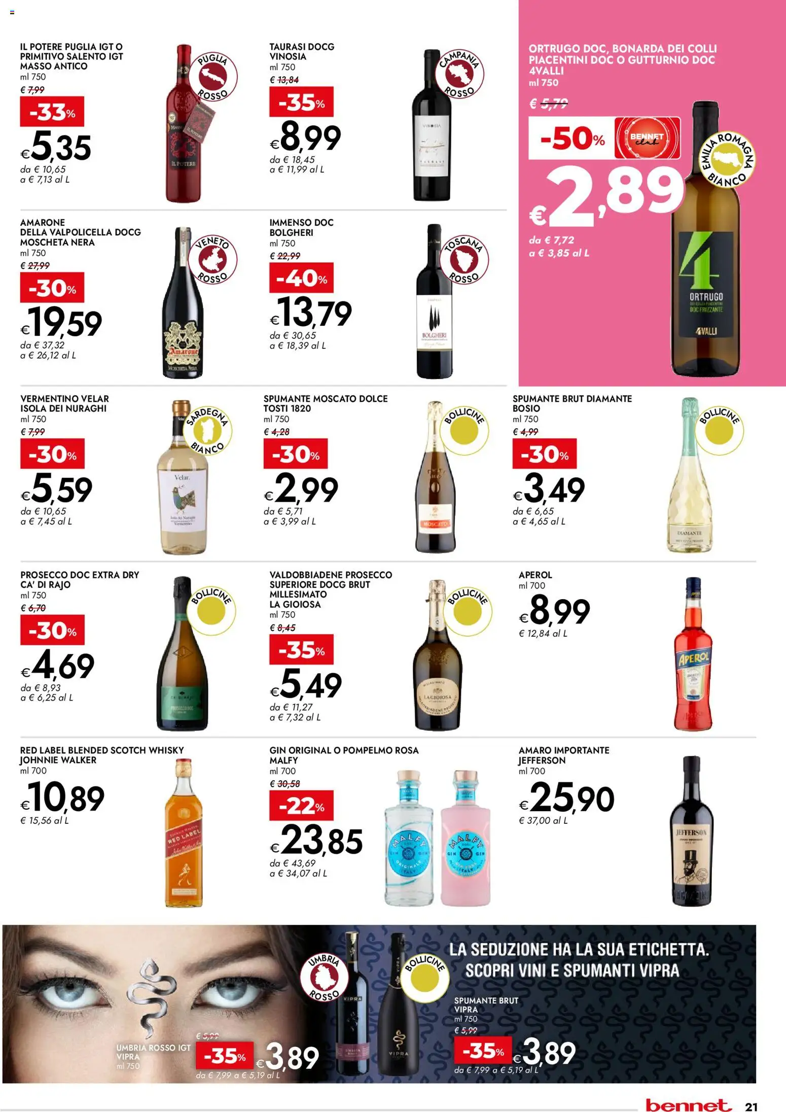 Volantino bennet del 23.03.2026 | Pagina: 21 | Prodotti: Gin, Pompelmo, Spumante, Aperol
