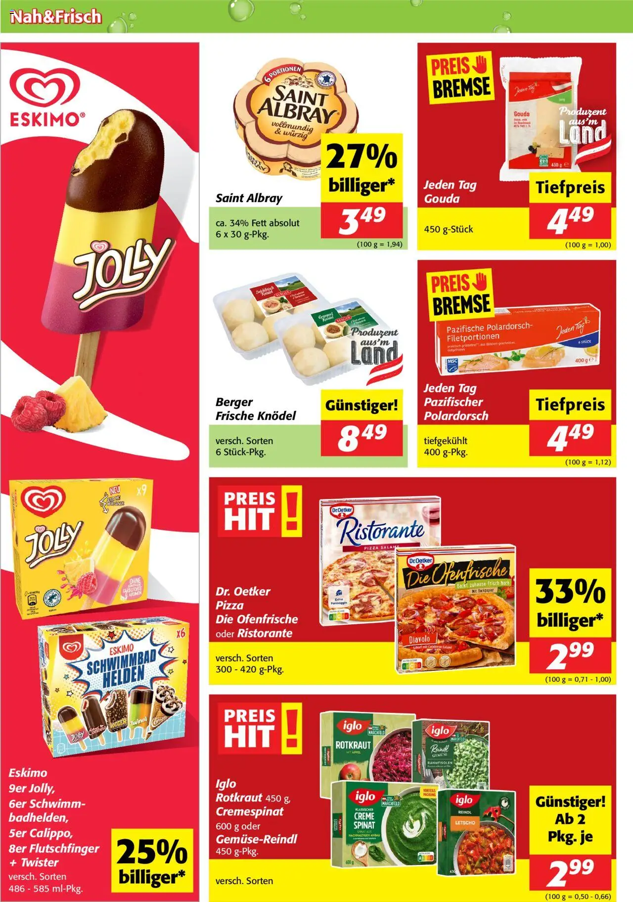 Nah und Frisch Flugblatt gültig ab 17.09.2025 | Seite: 4 | Produkte: Gemüse, Creme, Pizza, Äpfel