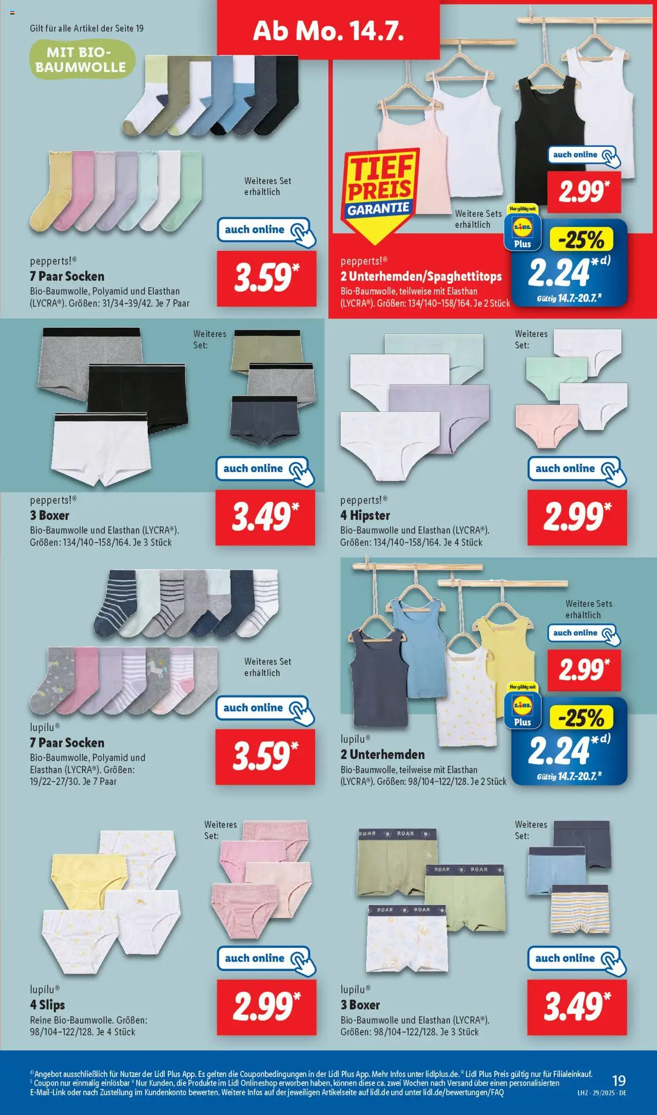 Lidl Prospekt Heppenheim - gültig ab dem 14.07.2025 | Seite: 25 | Produkte: Socken, Boxer