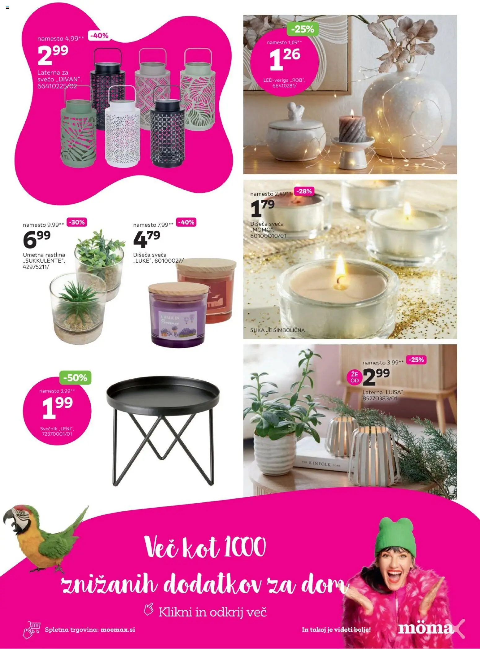 Novi Mömax katalog ponudbe – veljaven od 31.12.2025 | Stran: 7 | Izdelki: Svečnik, Sveča, Umetna rastlina