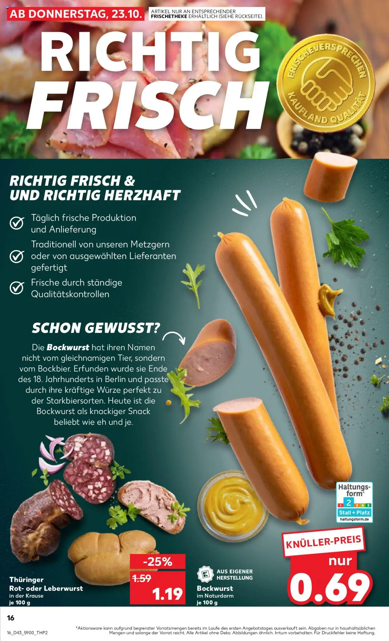Kaufland prospekt Berlin	 – gültig ab 23.10.2025 | Seite: 16 | Produkte: Bockwurst