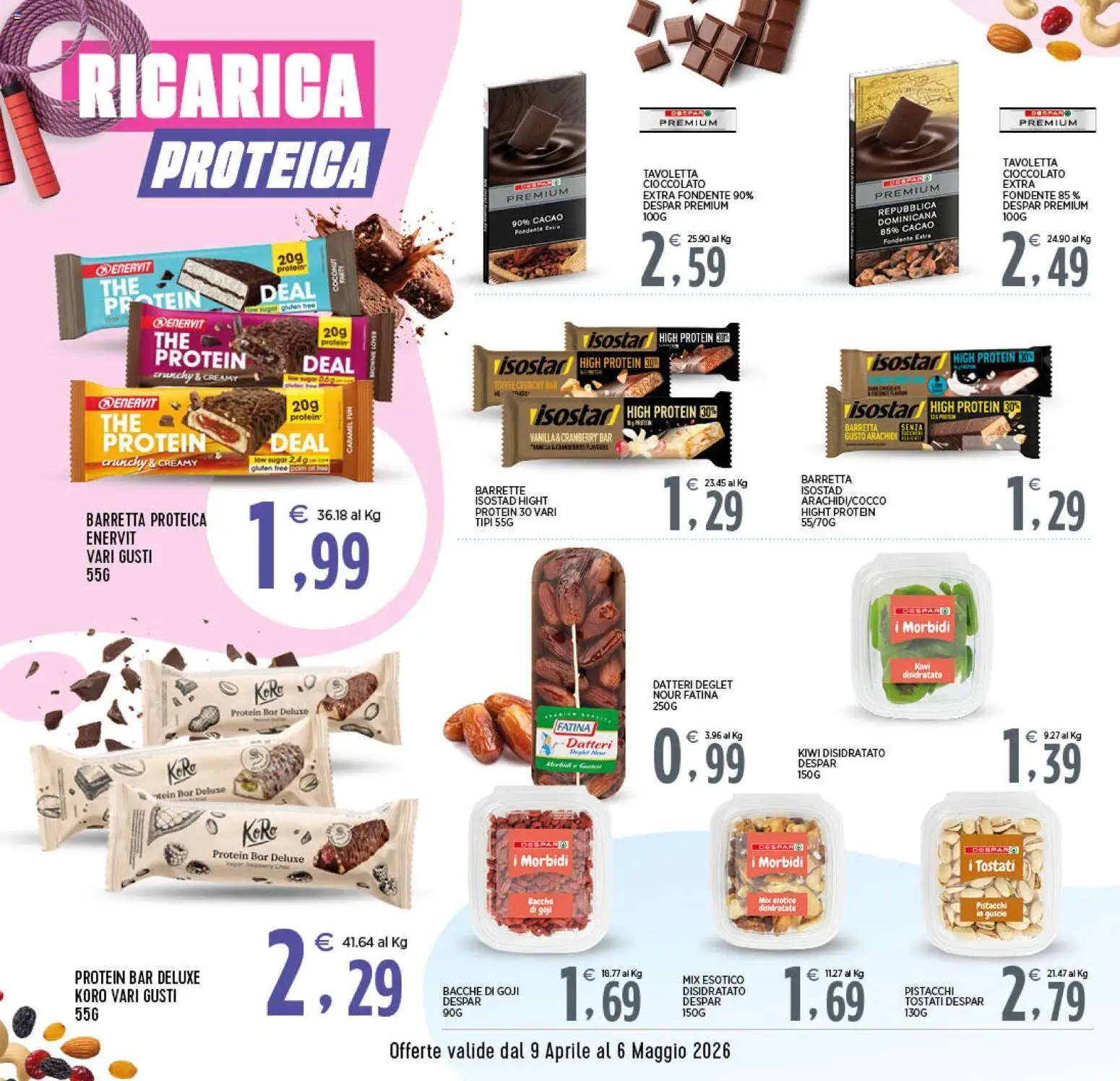 Volantino Interspar del 09.04.2026 | Pagina: 2 | Prodotti: Kiwi, Barretta, Pistacchi, Cacao