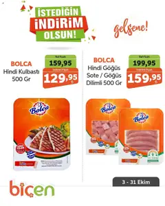 03.10.2025 tarihinden itibaren geçerli olan Biçen Market kataloğu önizlemesi | Sayfa: 1 | Ürünler: Raf, Hindi göğüs