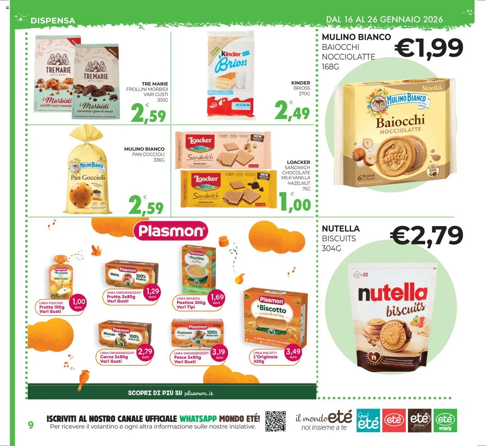 Volantino Eté del 16.01.2026 | Pagina: 9 | Prodotti: Cioccolato, Biscotti, Frutta, Frollini
