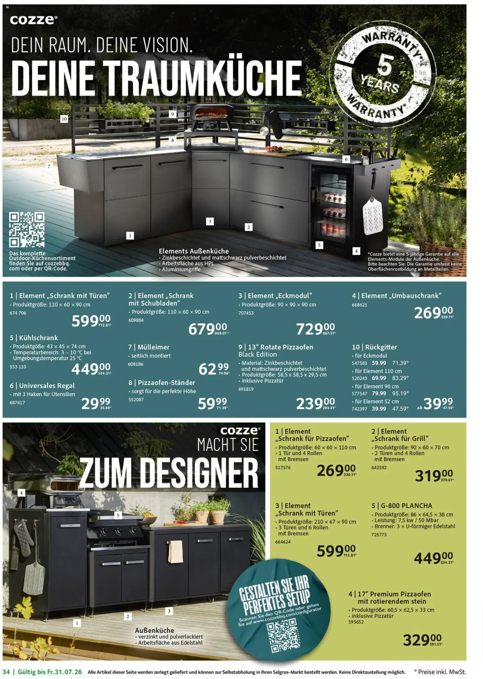 Selgros Garten Exklusiv – gültig ab 19.07.2026 | Seite: 34 | Produkte: Grill, Regal, Tür, Kühlschrank