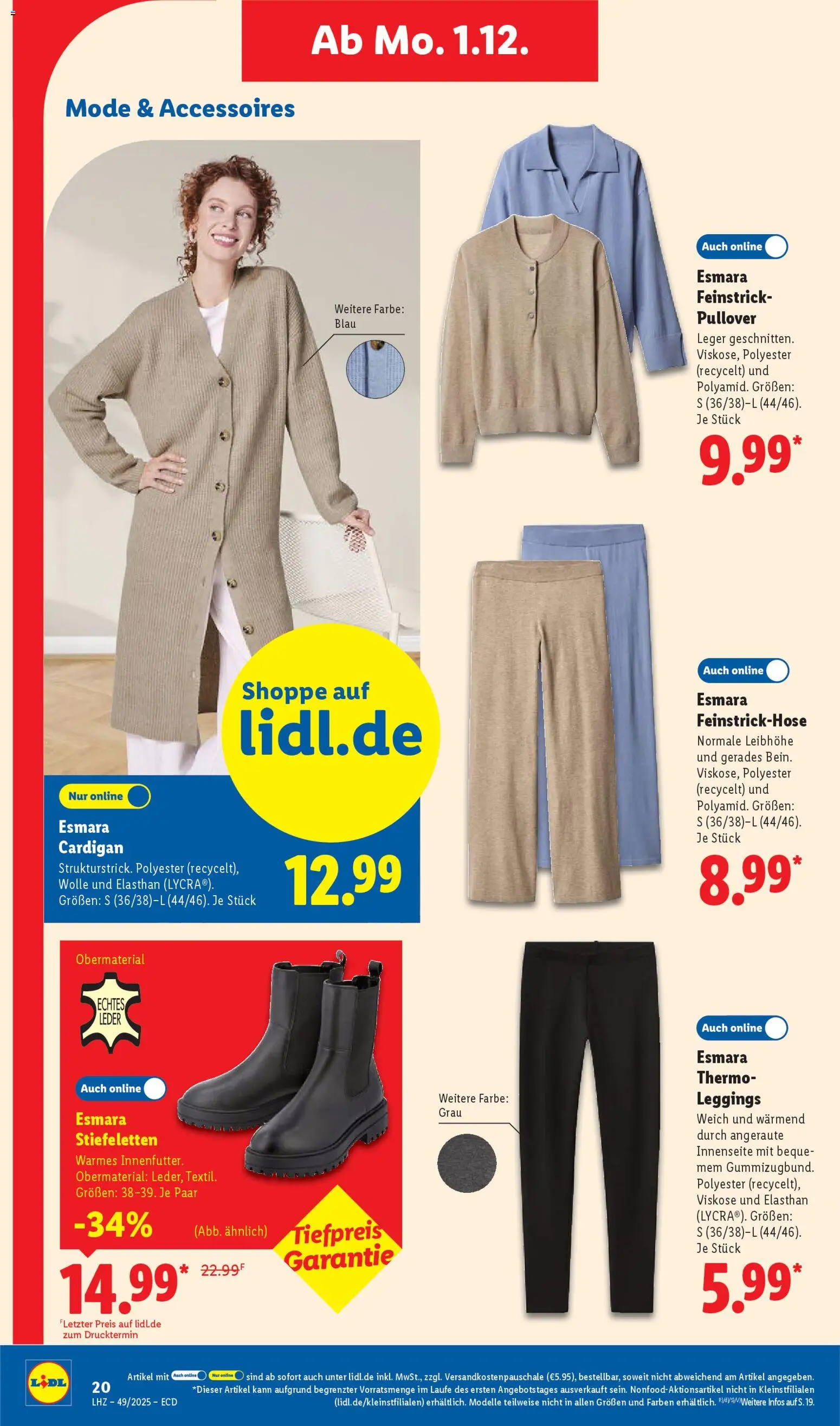 Lidl - Prospekt – gültig ab 01.12.2025 | Seite: 36 | Produkte: Cardigan, Pullover, Leggings