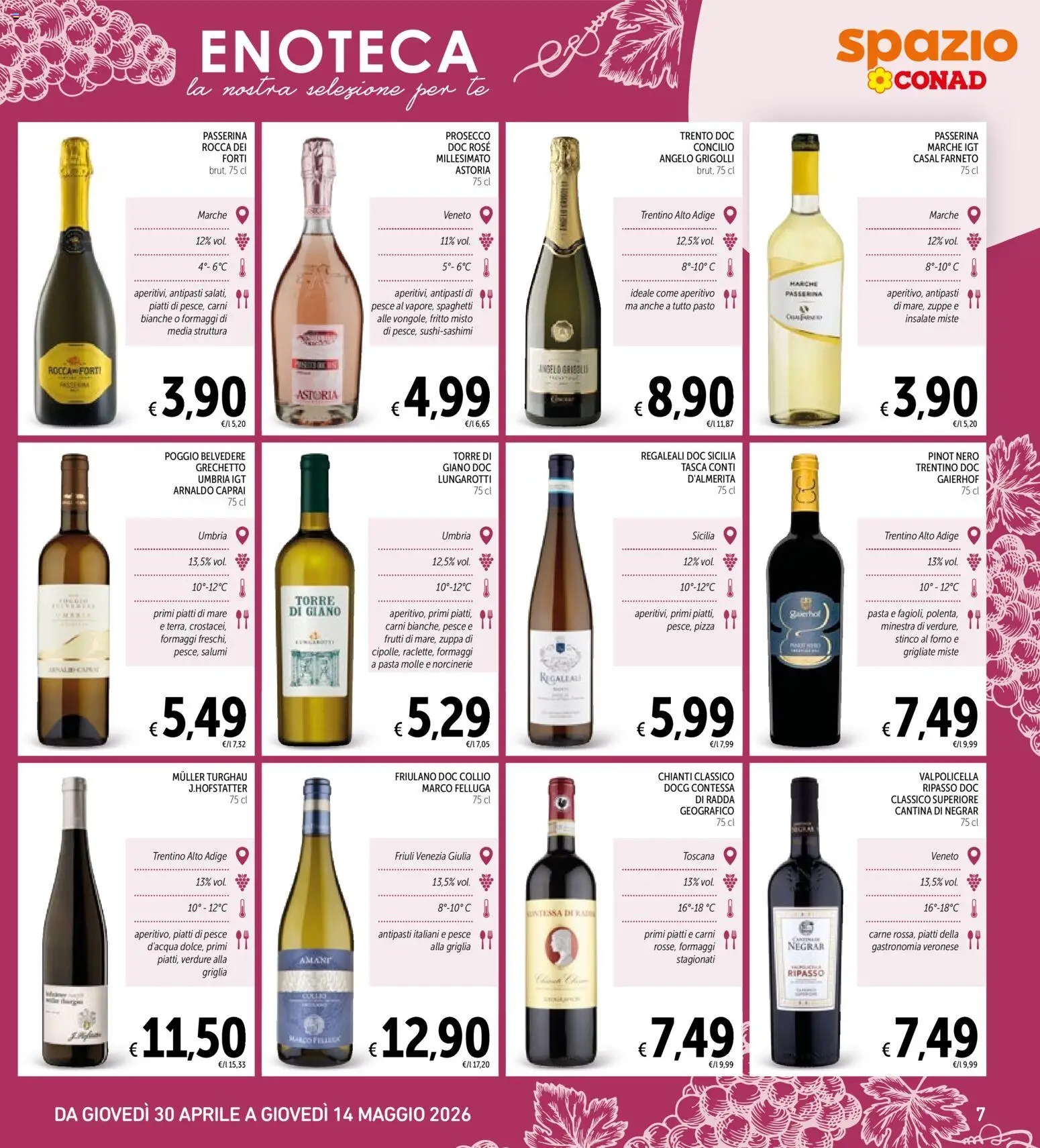 Volantino Spazio Conad del 30.04.2026 | Pagina: 7 | Prodotti: Pesce, Pasta, Forno, Griglia