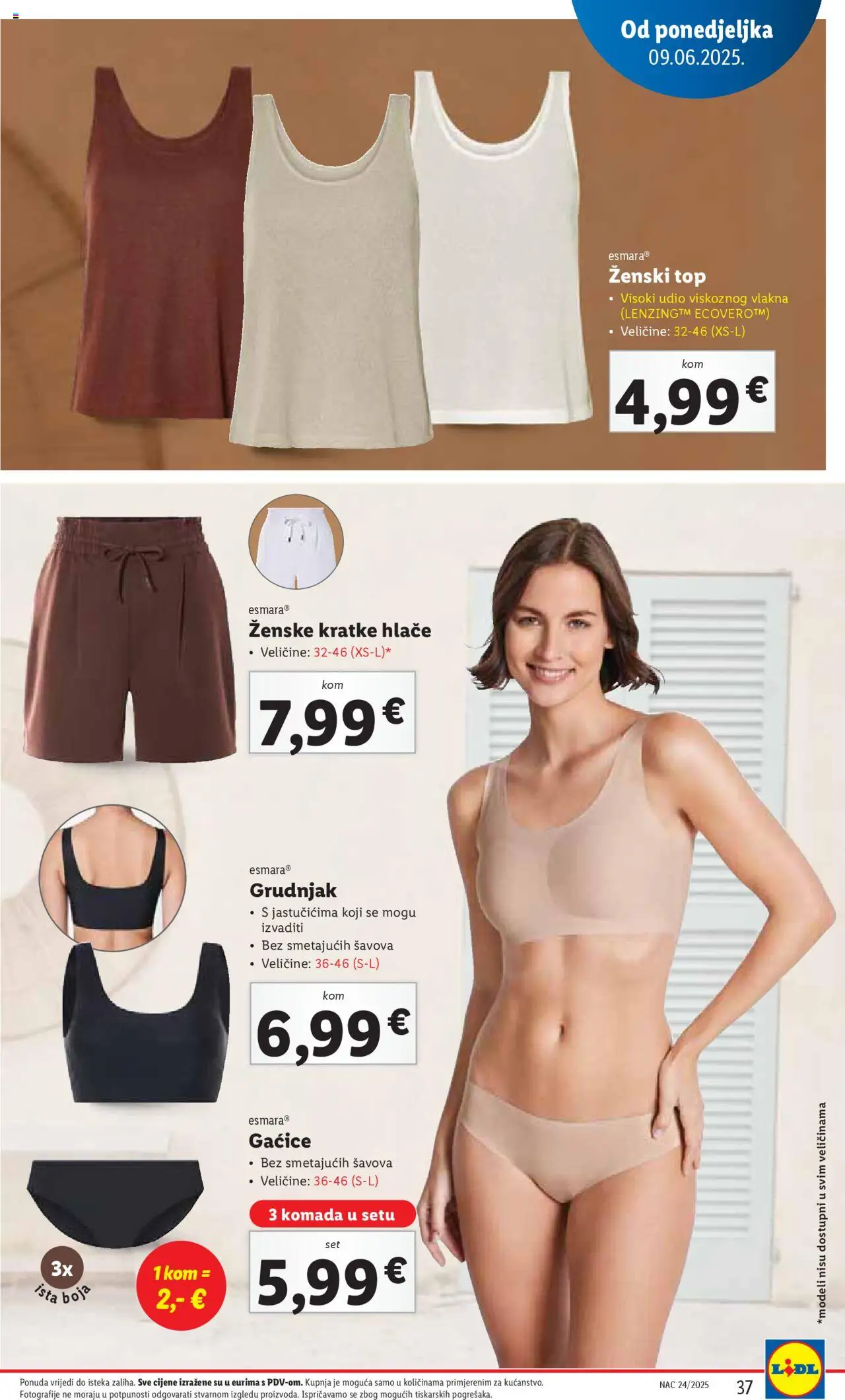 Lidl katalog | vrijedi od 09.06.2025 | Stranica: 37 | Proizvodi: Hlače, Kratke hlače, Gaćice, Grudnjak