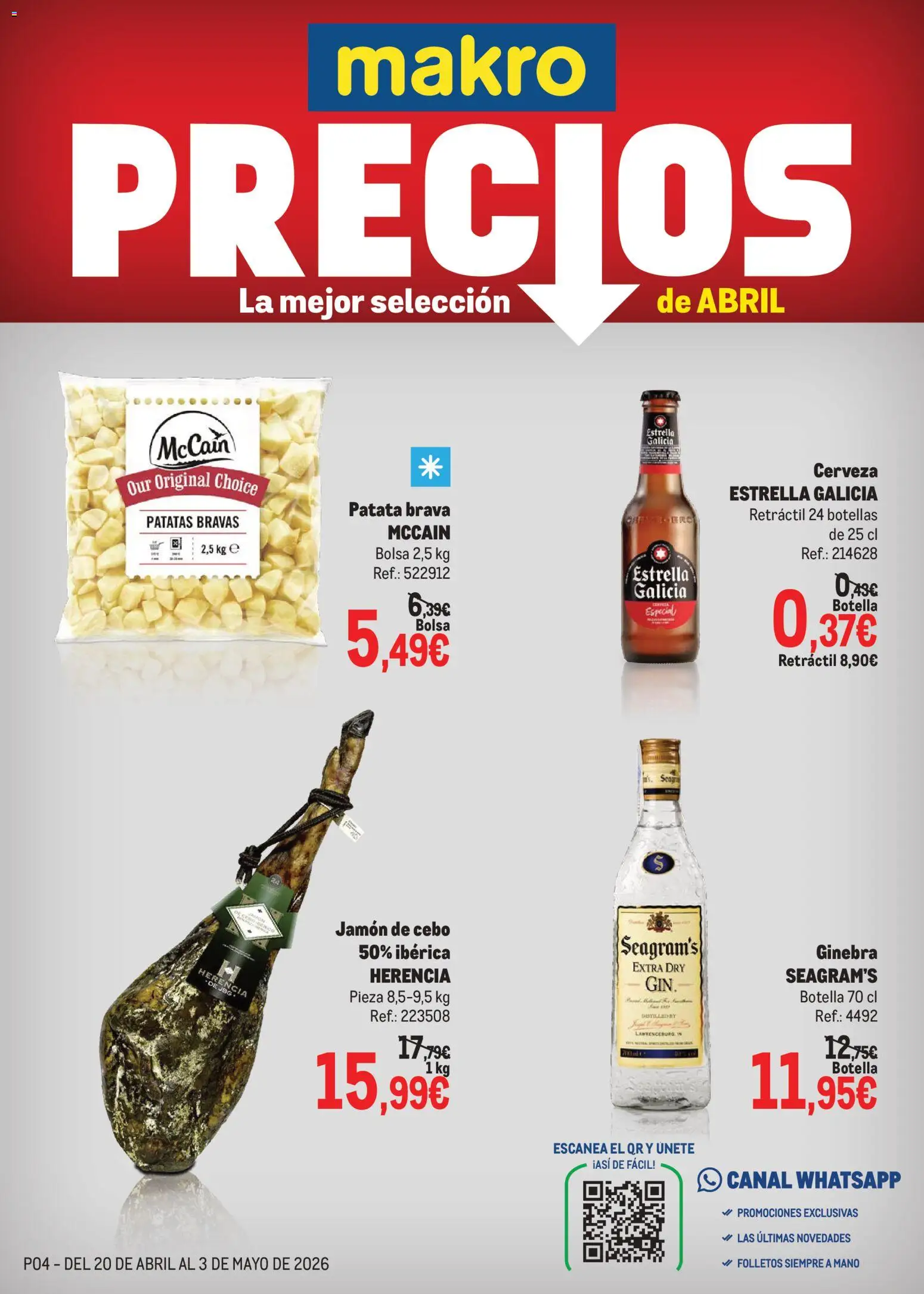 Makro Precios Levante II │ válido desde el 20.04.2026 | Página: 1 | Productos: Jamón, Cerveza, Ginebra, Bolsa