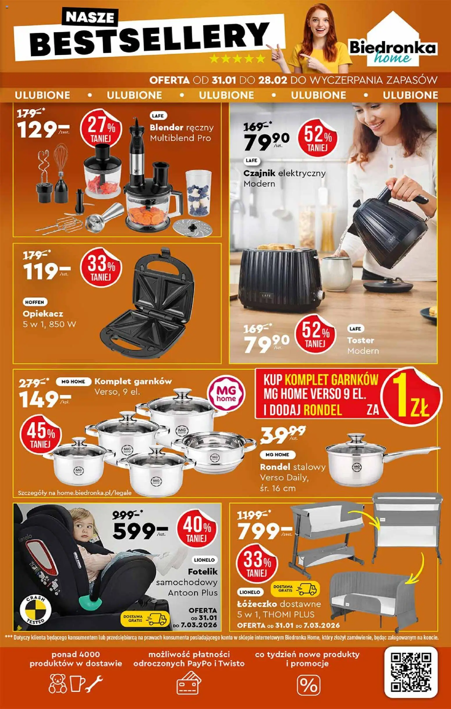 Biedronka gazetka - Hity i inspiracje od 31.01.2026 | Strona: 47 | Produkty: Czajnik, Opiekacz, Sandwich, Komplet garnków