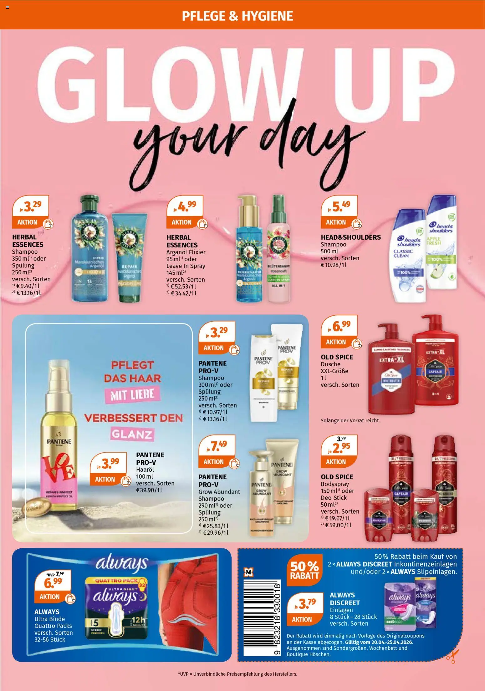 Müller P&G Sonderflyer – gültig ab 20.04.2026 | Seite: 3 | Produkte: Dusche, Shampoo, Haaröl, Apple
