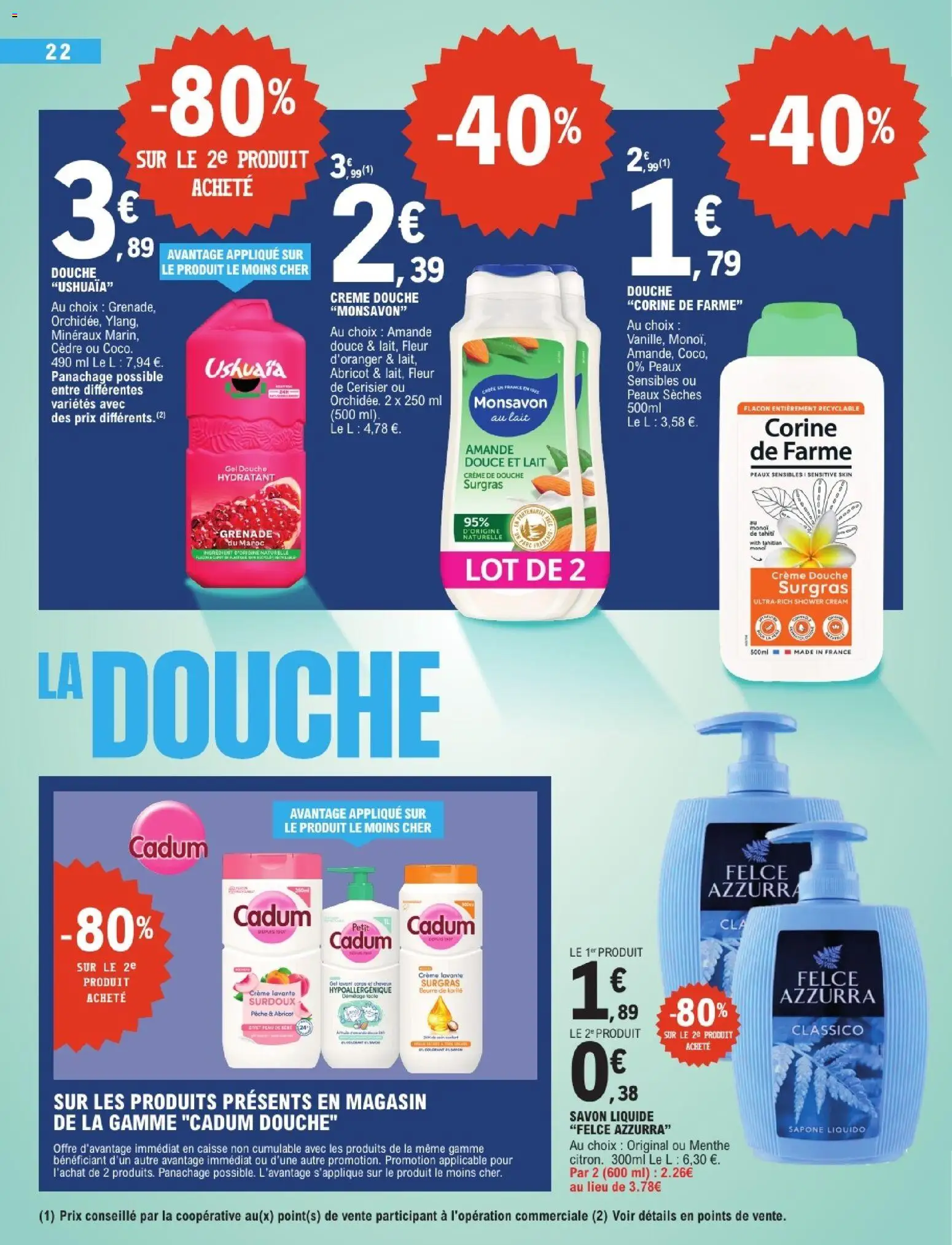 {H1} | Page: 22 | Produits: Pêche, Gel douche, Lait, Beurre