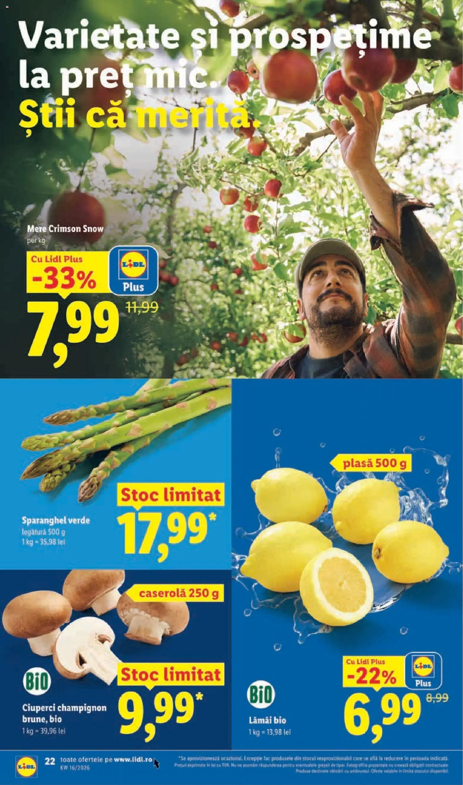 Noul catalog Lidl – valabil de la 14.04.2026 | Pagină: 22 | Produse: Şerit ödül, Ciuperci, Mere