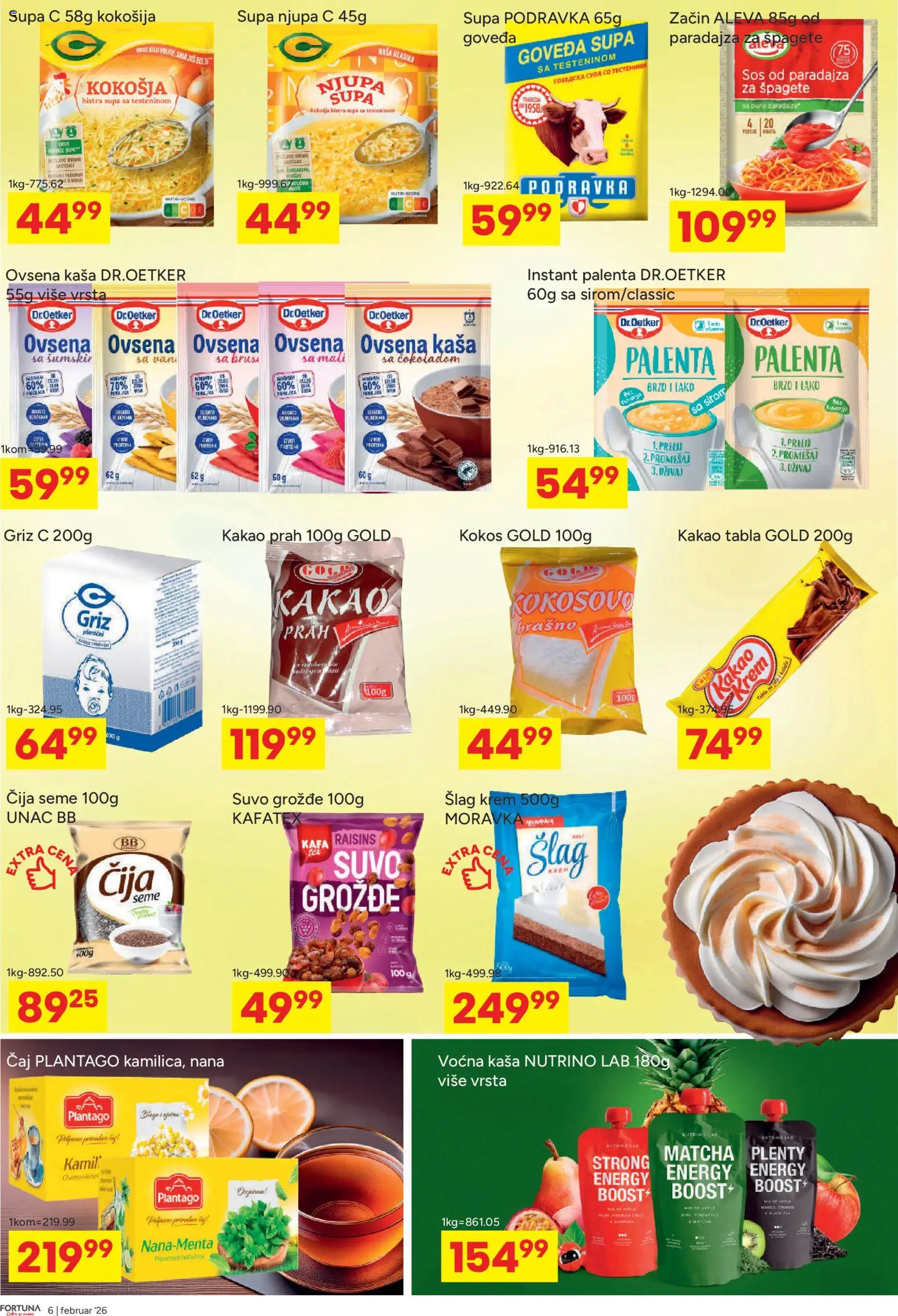 Fortuna Market katalog - važi od 10.02.2026 | Strana: 6 | Proizvode: Šlag, Ovsena kaša, Palenta, Šlag krem