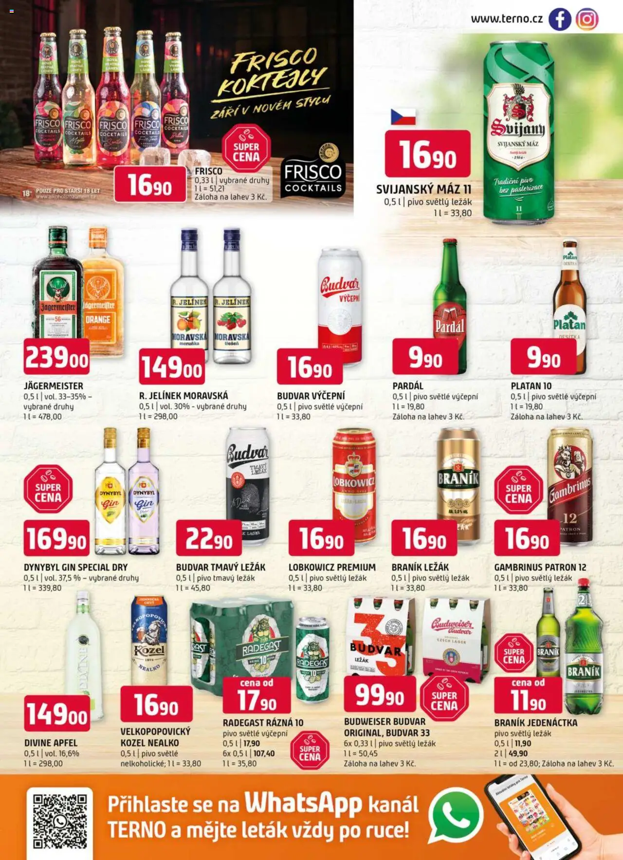 Terno leták - Leták - Bechyně, České Budějovice, Třeboň, Trhové Sviny, Týn nad Vltavou od 17.09.2025 | Strana: 13 | Produkty: Jägermeister, Budvar, Radegast, Jelínek