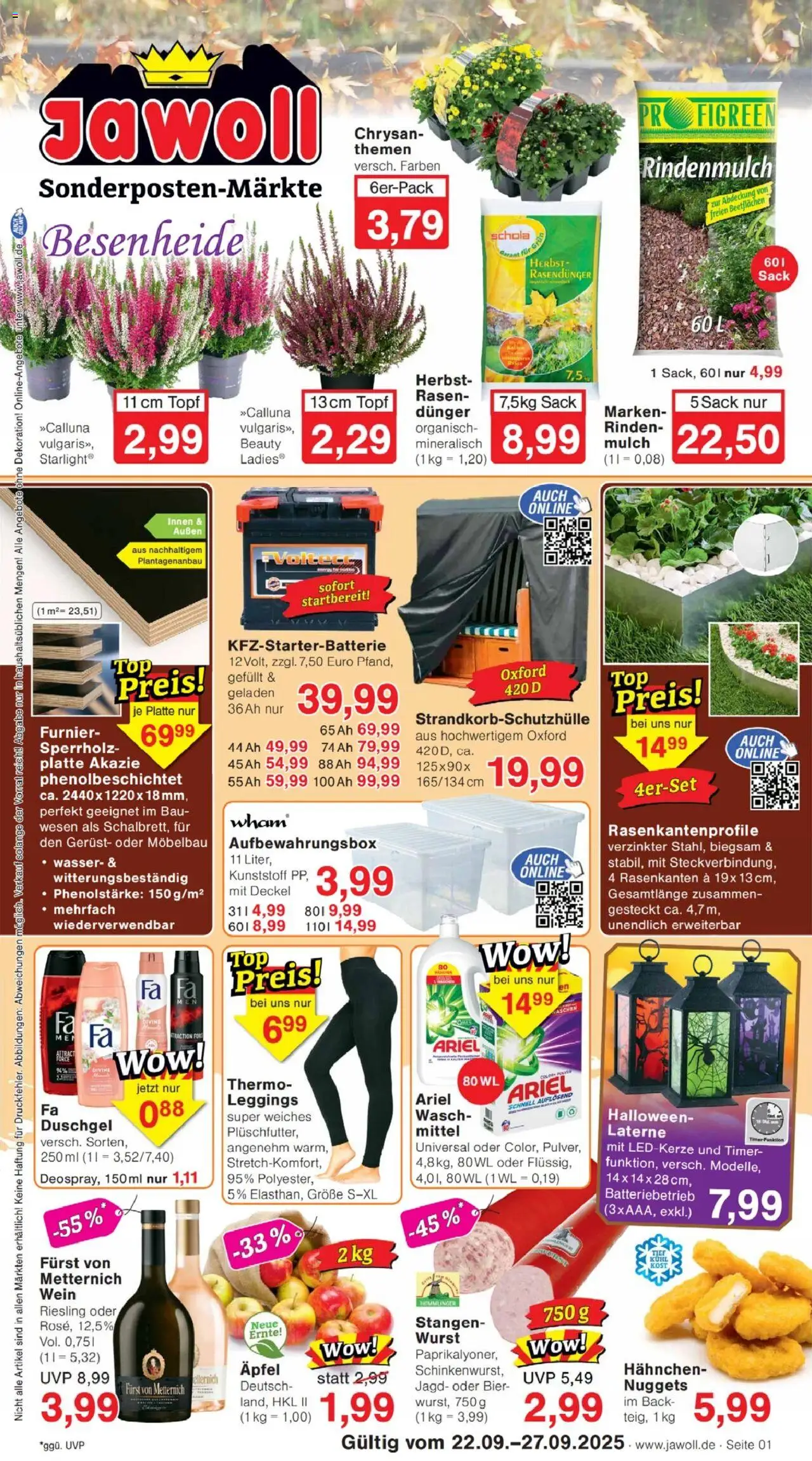 Jawoll Prospekt – gültig ab 22.09.2025 | Seite: 1 | Produkte: Ariel, Bier, Wasser, Wein