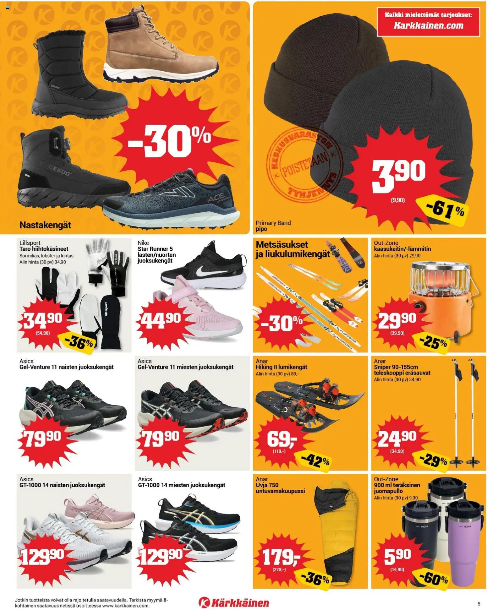 Kärkkäinen tarjoukset – voimassa 18.02.2026 alkaen | Sivu: 5 | Tuotteet: Lumikengät, Pipo