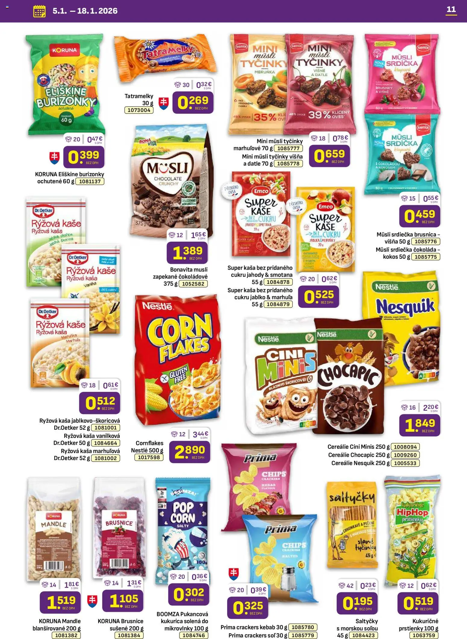 Nové Libex akcie – leták je platný od 05.01.2026 | Strana: 11 | Produkty: Mikrovlnky, Smotana, Jahody, Cereálie