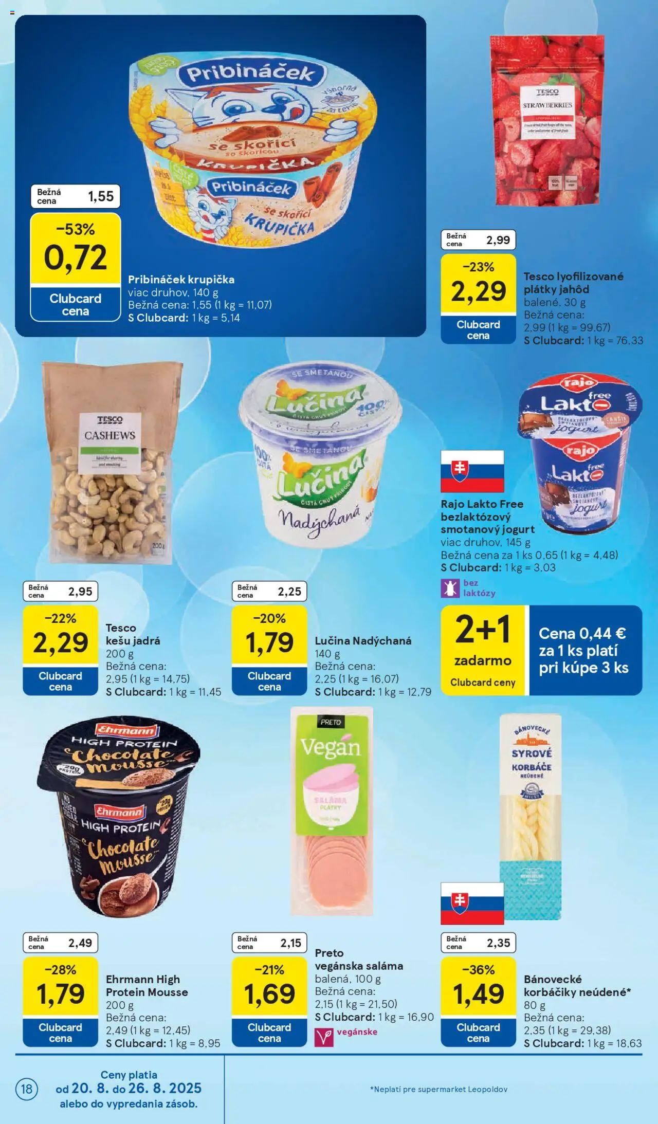 Tesco Supermarket - leták │ platný od 20.08.2025 | Strana: 18 | Produkty: Jogurt, Saláma, Protein