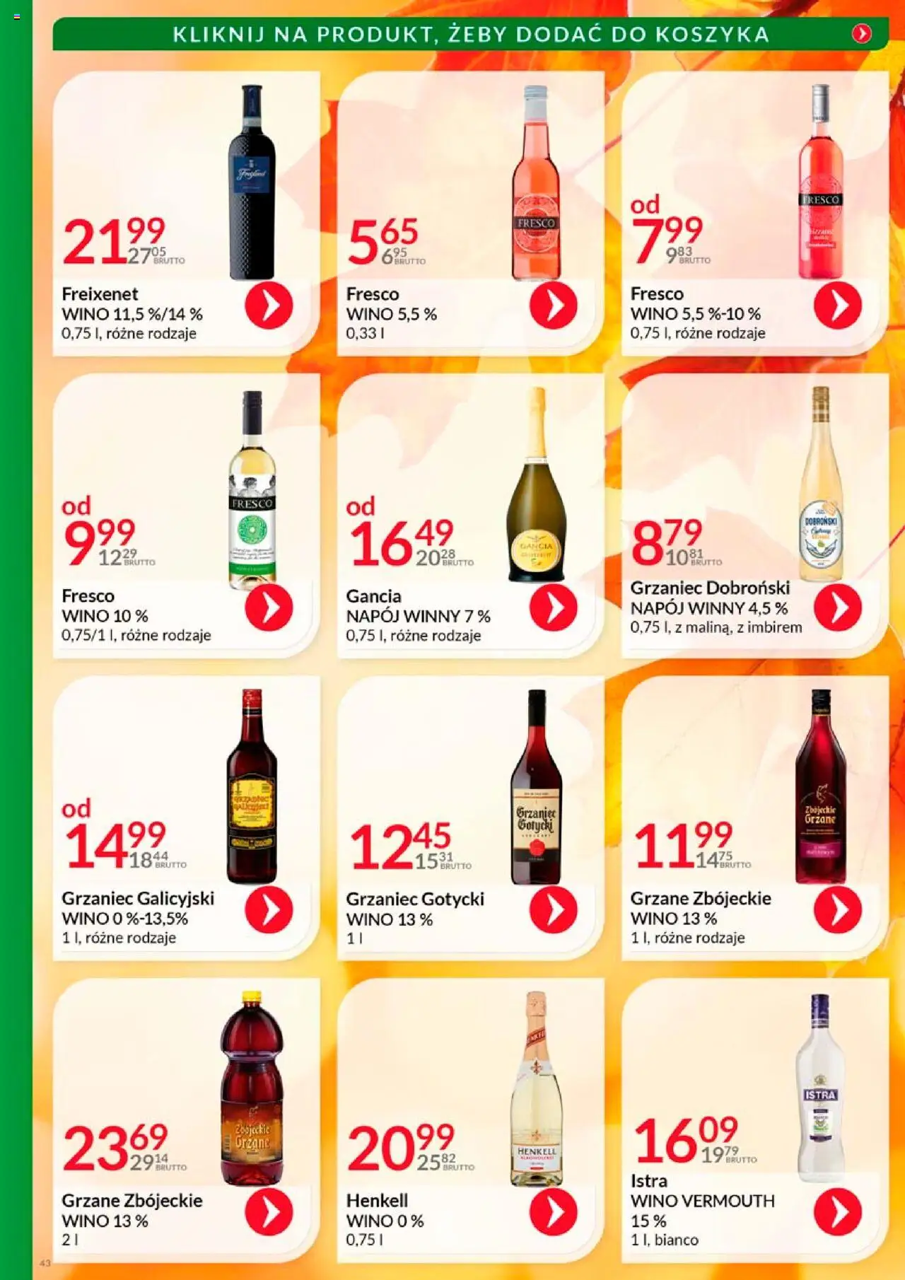 Eurocash Gazetka - Katalog Alkoholowy od 01.10.2025 | Strona: 43 | Produkty: Grzaniec galicyjski, Wino, Fresco