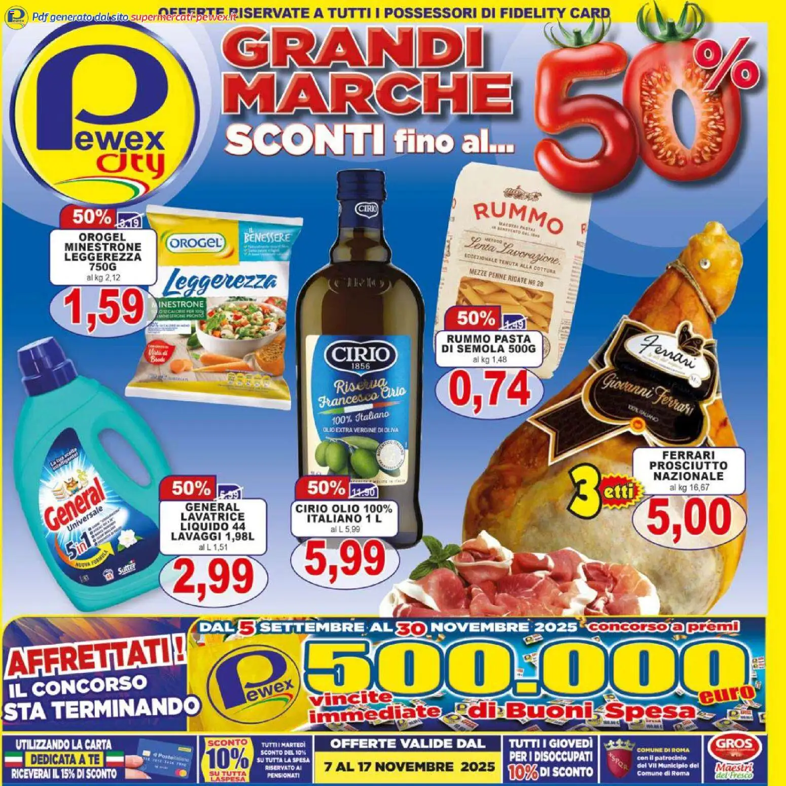 Volantino Pewex del 07.11.2025 | Pagina: 1 | Prodotti: Tè, Olio, Prosciutto, Lavatrice