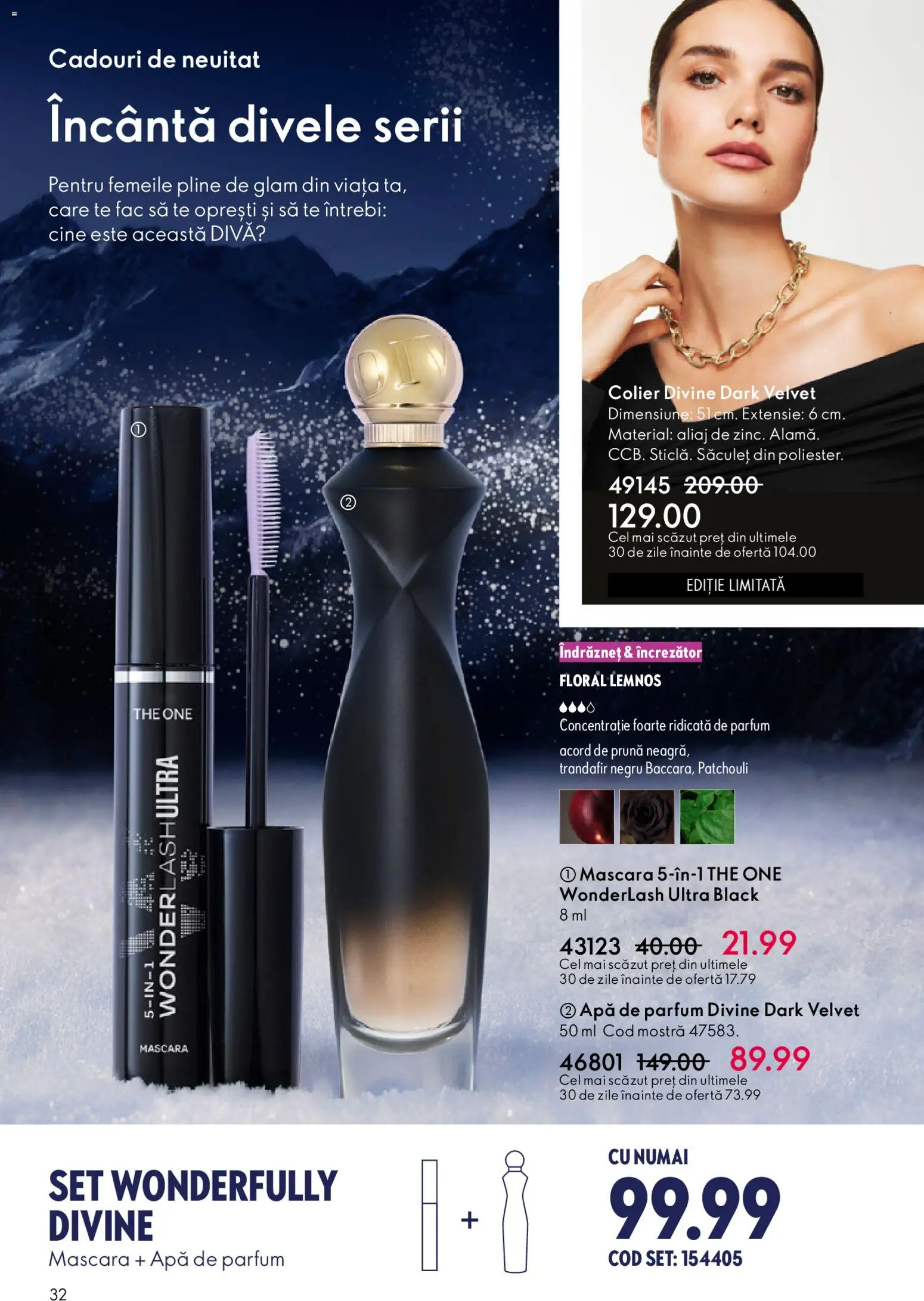 Noul catalog Oriflame – valabil de la 03.12.2025 | Pagină: 32 | Produse: Colier, Parfum, Mascara, Apă