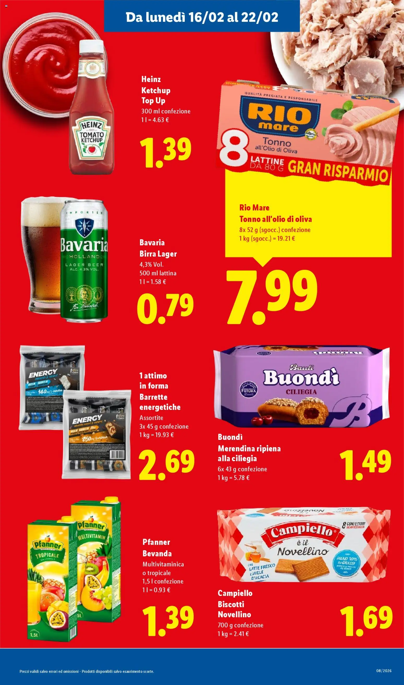 Volantino Lidl del 16.02.2026 | Pagina: 7 | Prodotti: Ketchup, Top, Tonno, Miele