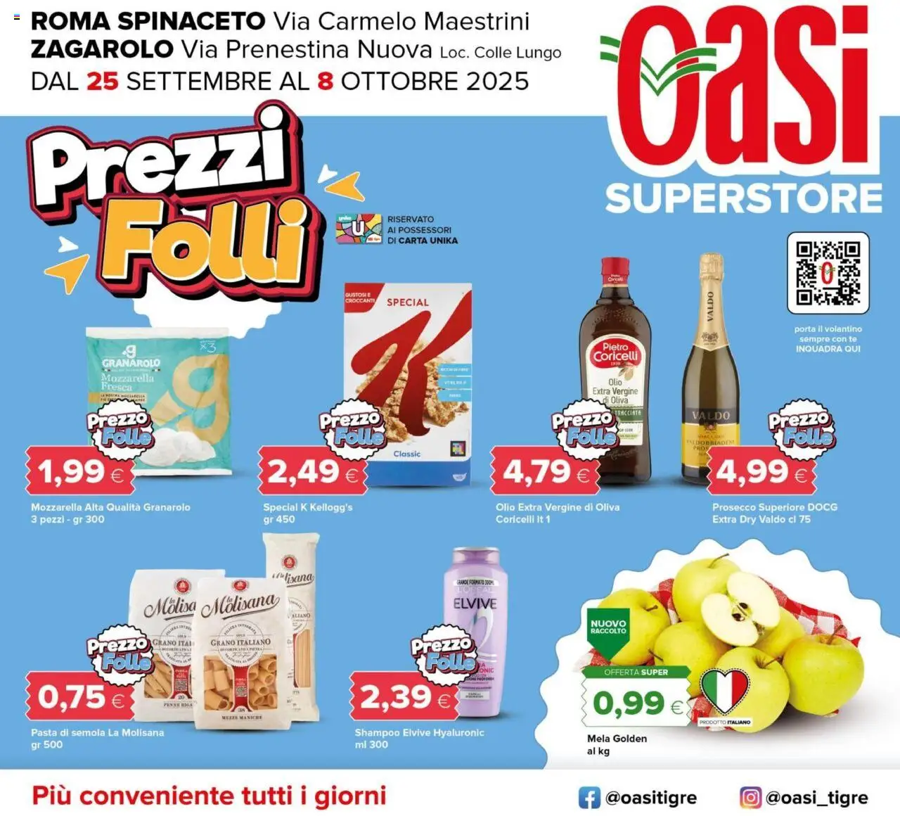 Volantino Oasi del 25.09.2025 | Pagina: 1 | Prodotti: Tè, Prosecco, Mozzarella, Penne