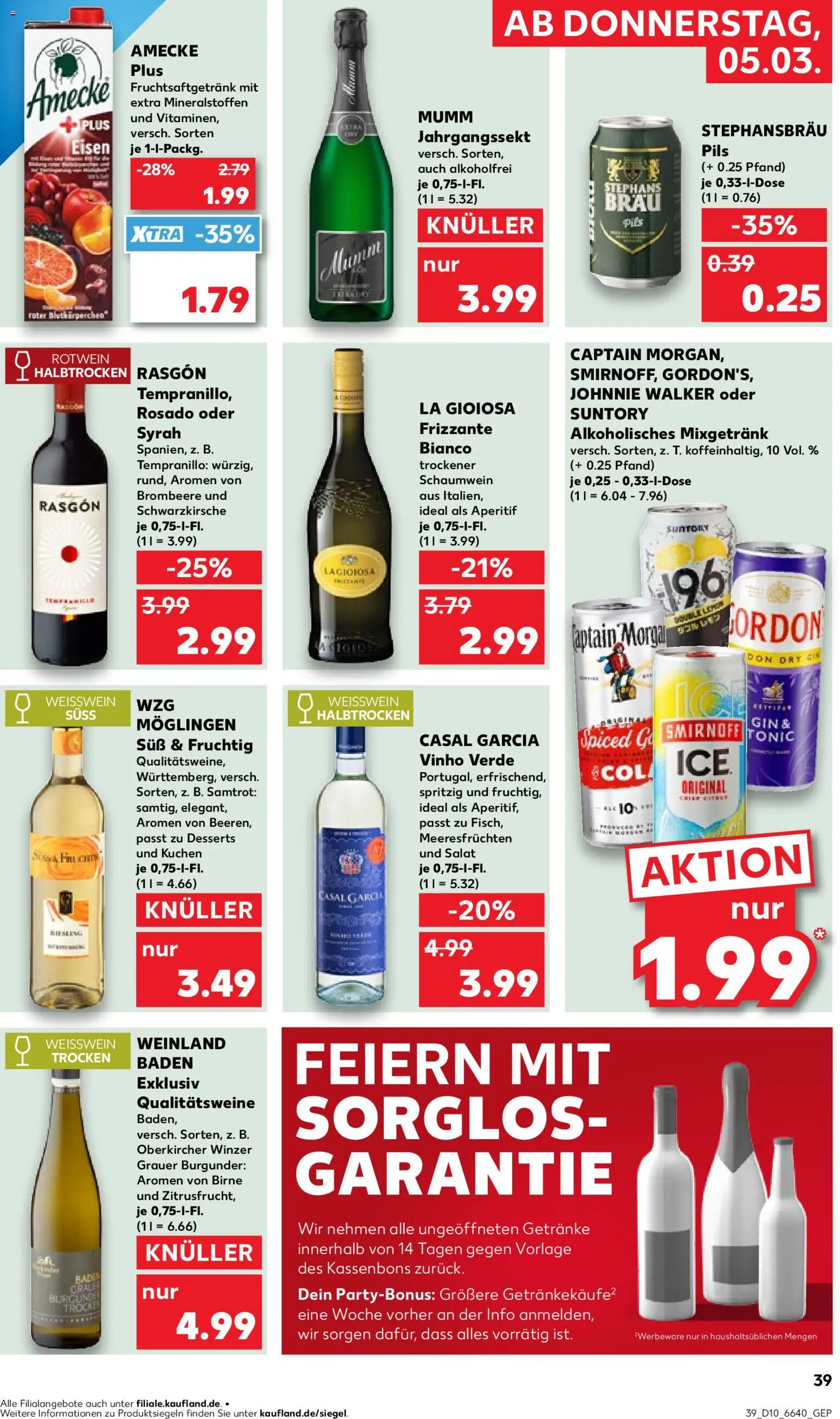 Kaufland Německo leták od 05.03.2026 | Strana: 39 | Produkty: Morgan, Frizzante, Salát, Captain Morgan